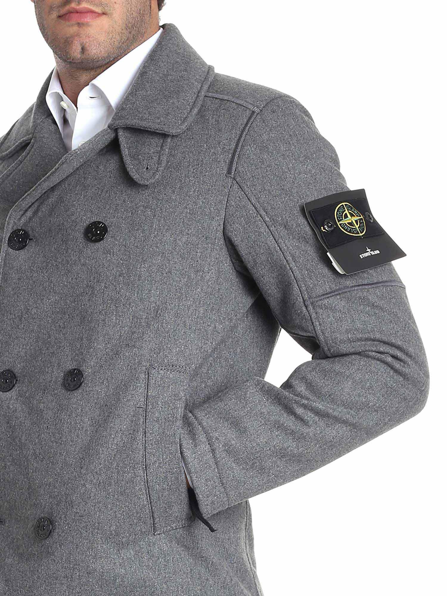 Stone Island "panno-r 4l Stretch" Grey Coat in Gray for Men - Lyst