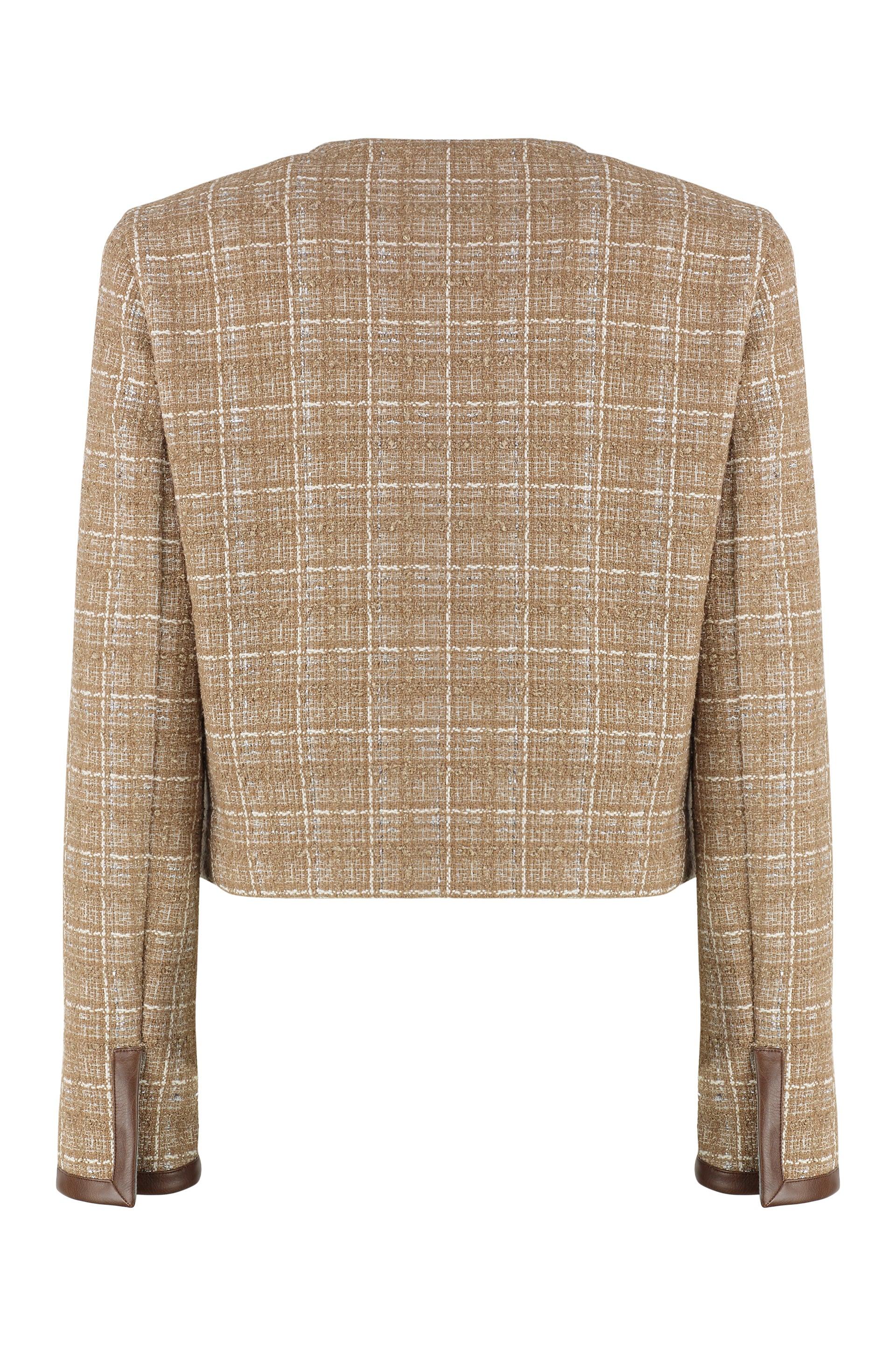 レザージャケット・コート Pinko FINALE CROPPED TWEED AND FAUX LEATHER JACKET Pinko FINALE CROPPED TWEED AND FAUX LEATHER JACKET (PINKO