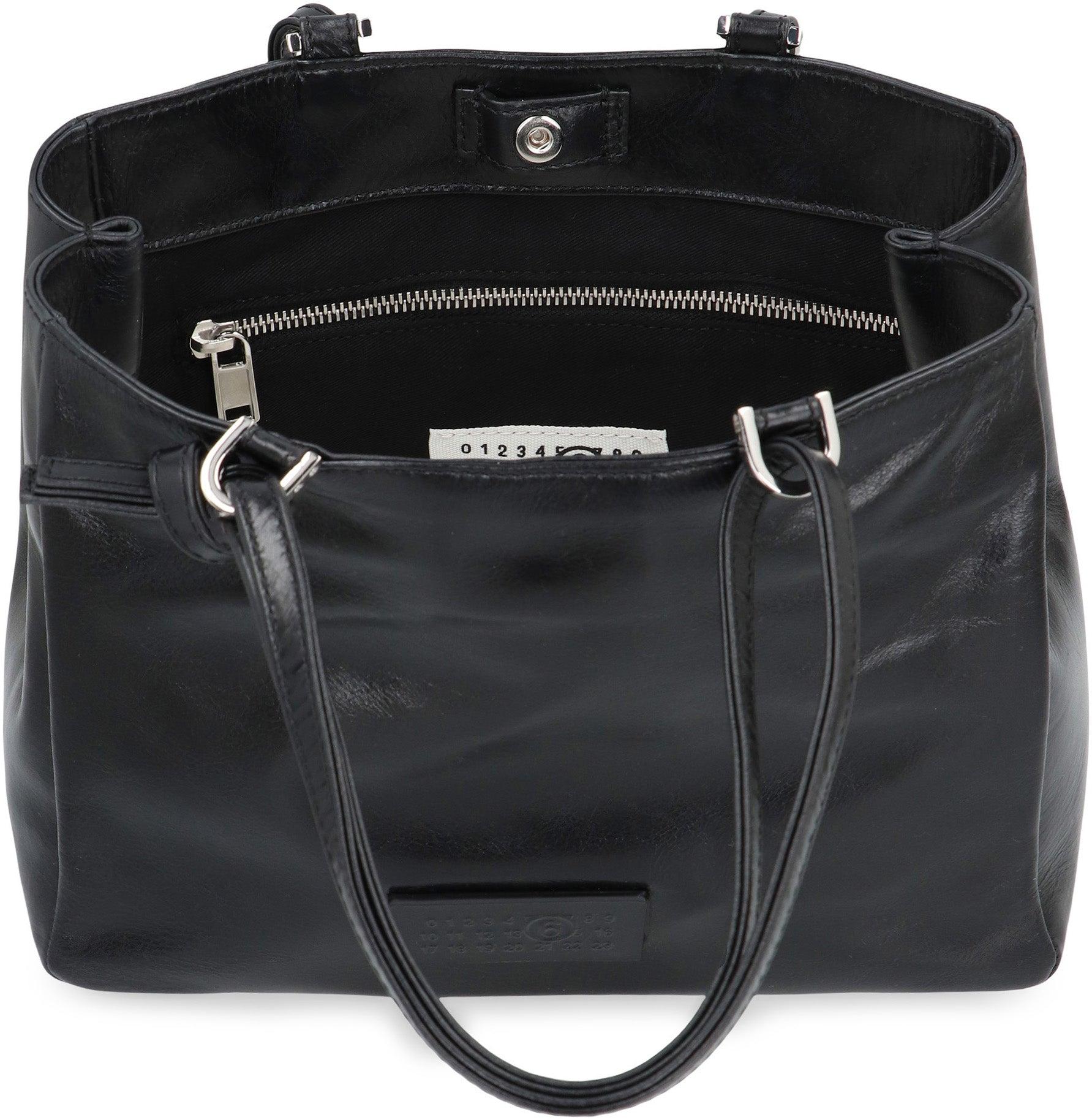 MM6 by Maison Margiela Leather Tote in Black | Lyst