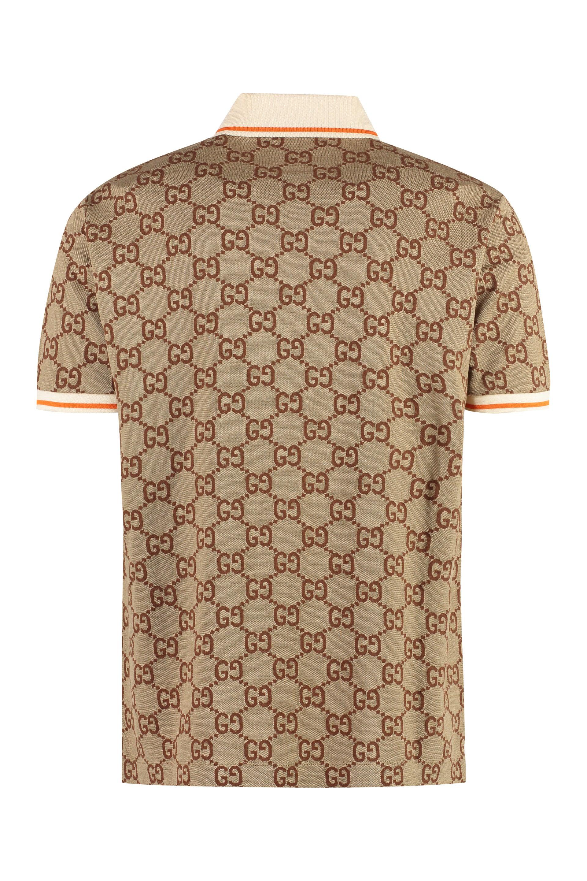 Gucci Logo Jacquard Polo Shirt in Natural for Men Lyst