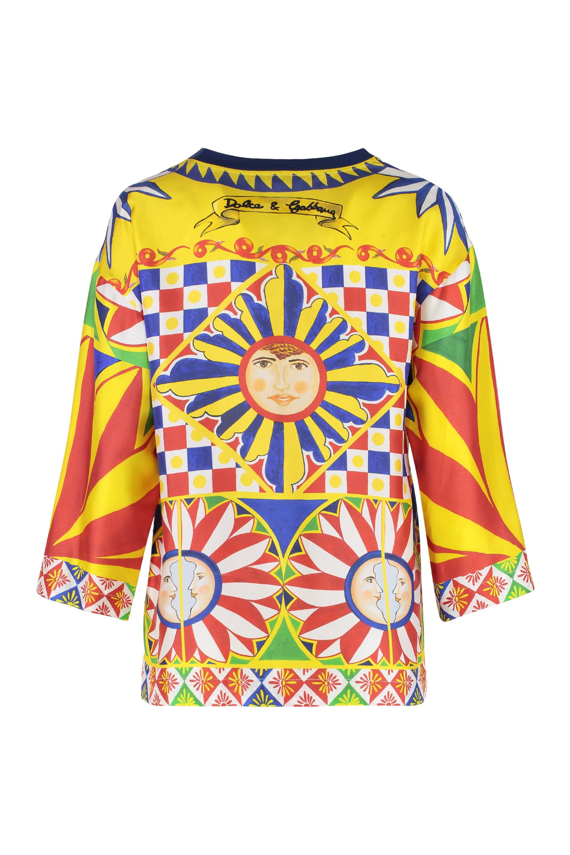 Tシャツ・カットソー DOLCE & GABBANA MULTICOLOUR SILK BLEND TOP Dolce & Gabbana Long-sleeved tops for Women | Online Sale up