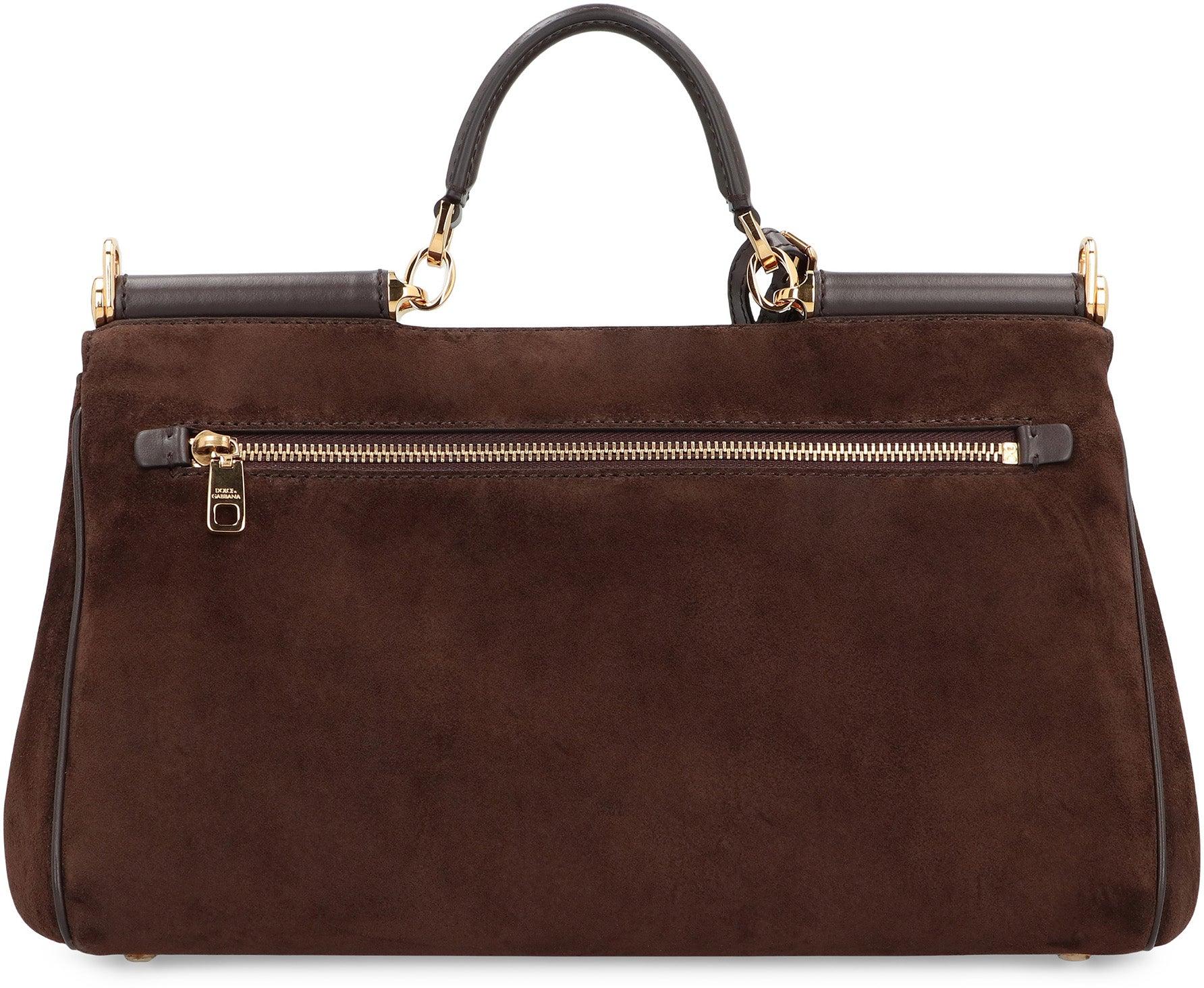 ショルダーバッグ・ポシェット Dolce & Gabbana Ebony Brown Calf Leather Sicily Soft Suede Dolce & Gabbana Ebony Brown Calf Leather Sicily Soft Suede