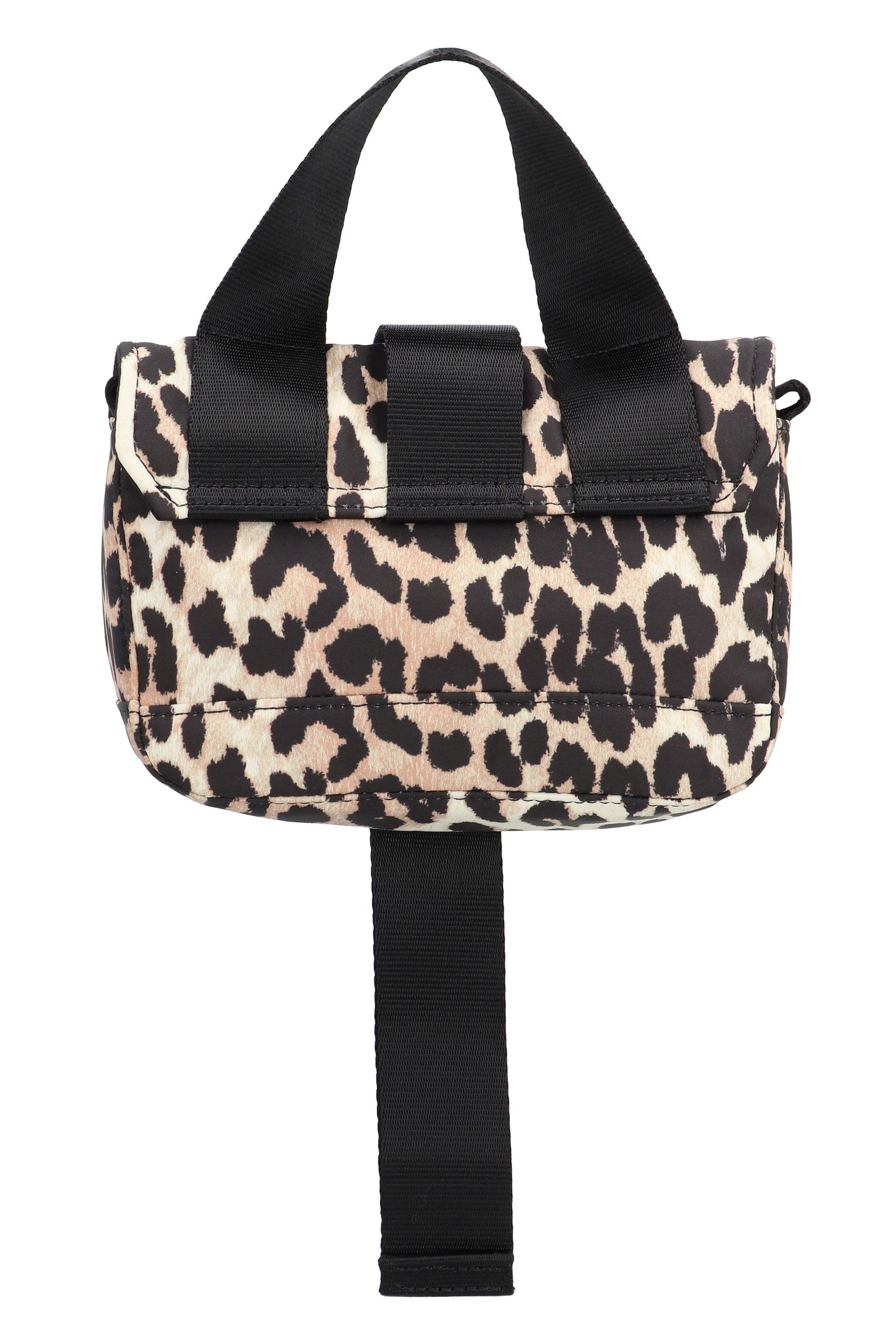 Ganni Leopard Tech Mini Crossbody Bag in Black | Lyst