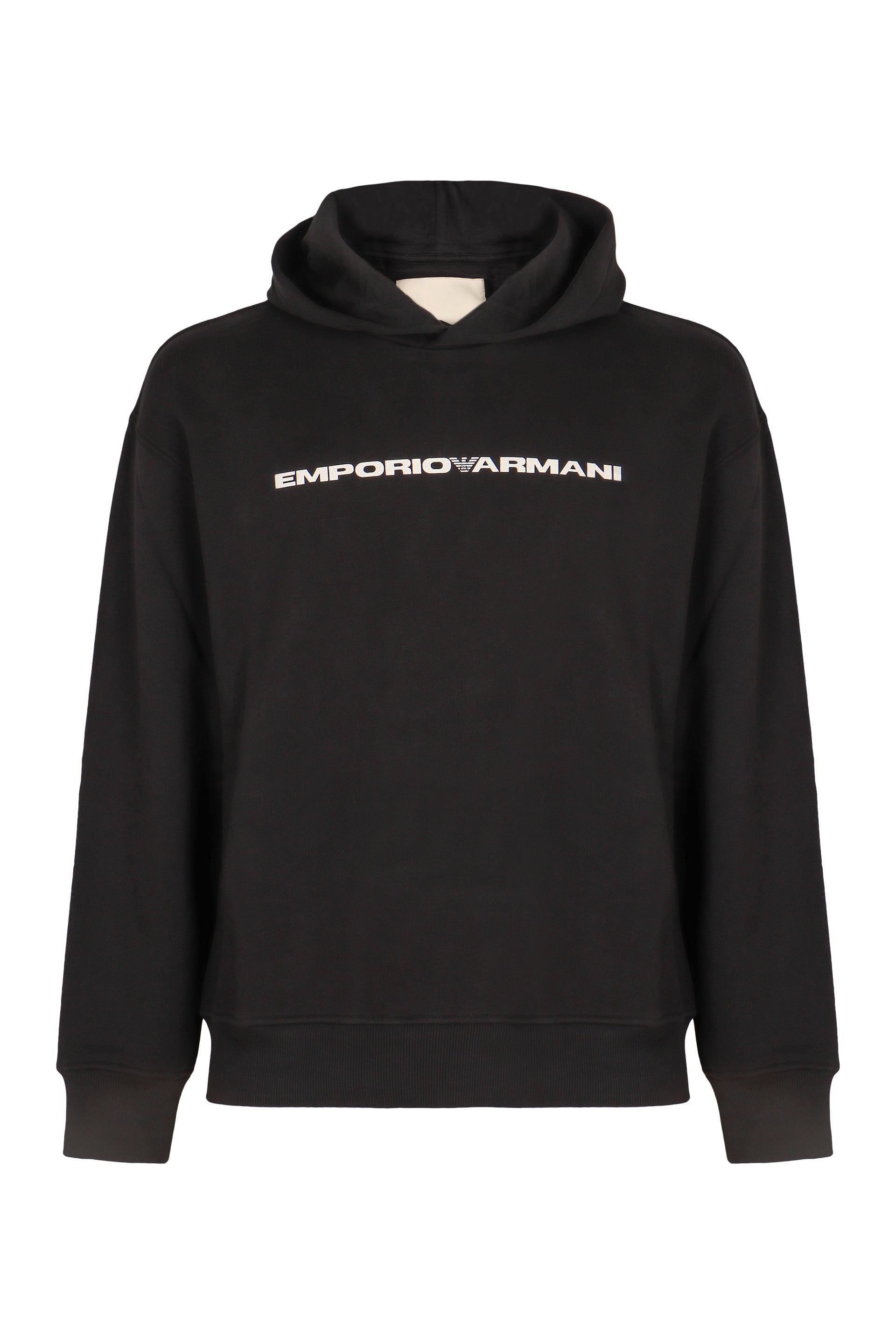 【EMPORIO ARMANI】 Men's Patch Logo Hoodie ★ Cotton 100% Emporio Armani logo-patch zip-up Hoodie | Black | FARFETCH