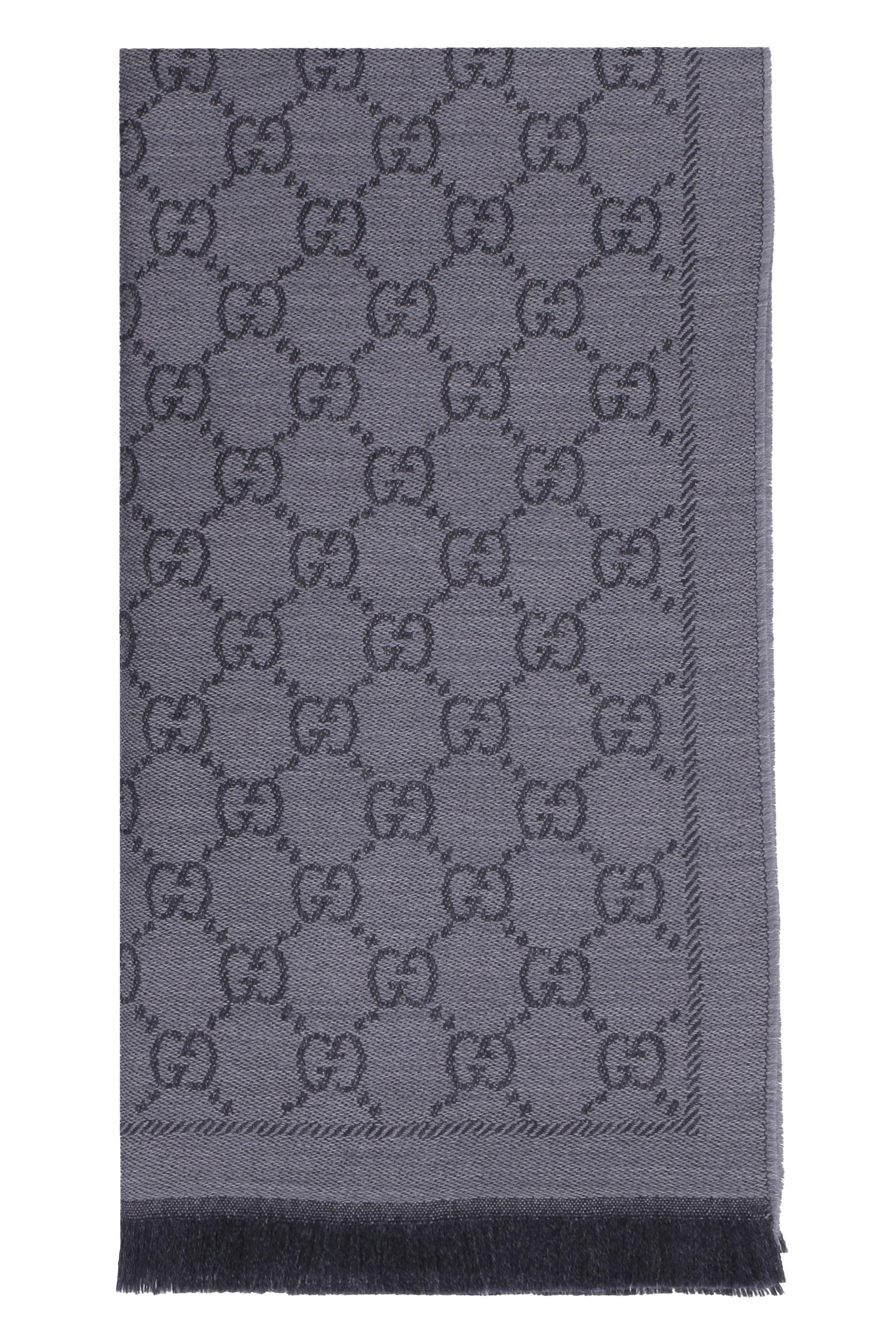 Gucci Wool GG Jacquard Scarf in Grey (Gray) Lyst