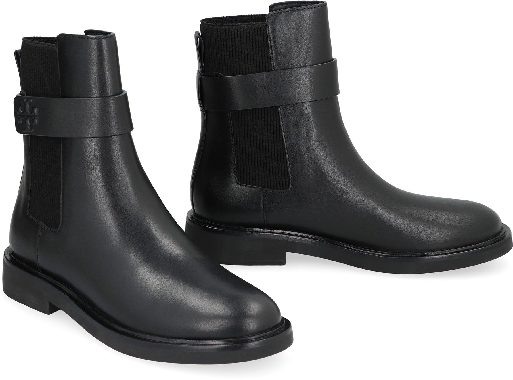 Tory Burch Leather Chelsea Boots in Black | Lyst