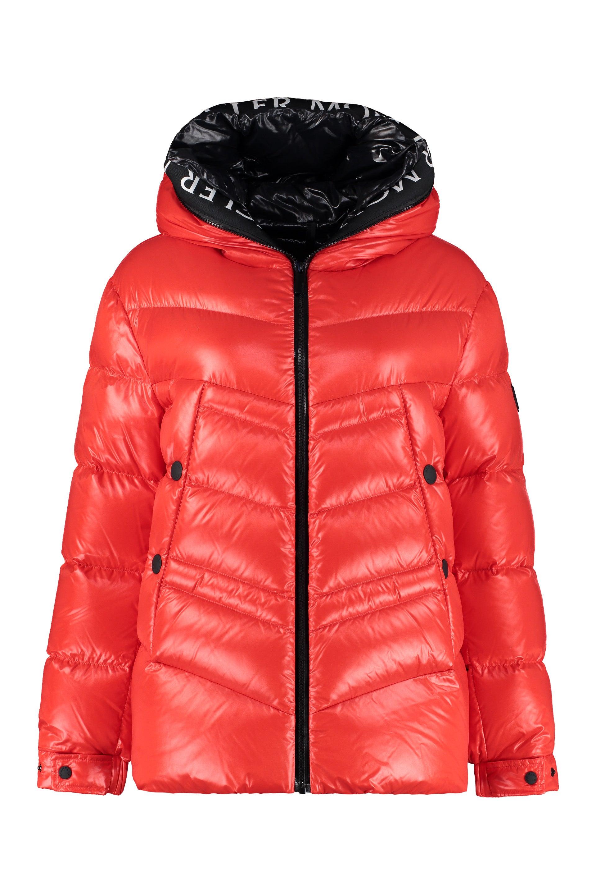 Moncler Clair Hooded Down Jacket in Red | Lyst