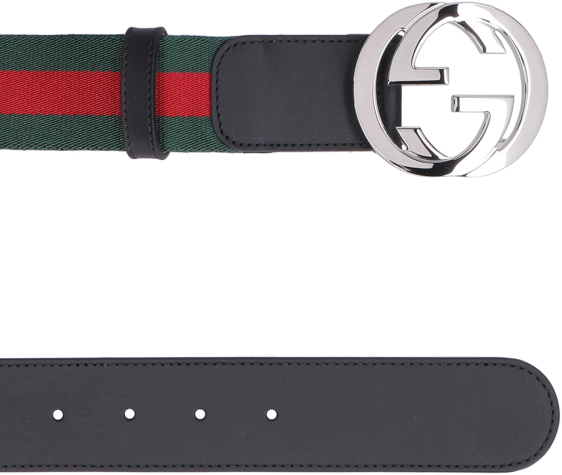 Gucci Leather Web Belt With Double G 