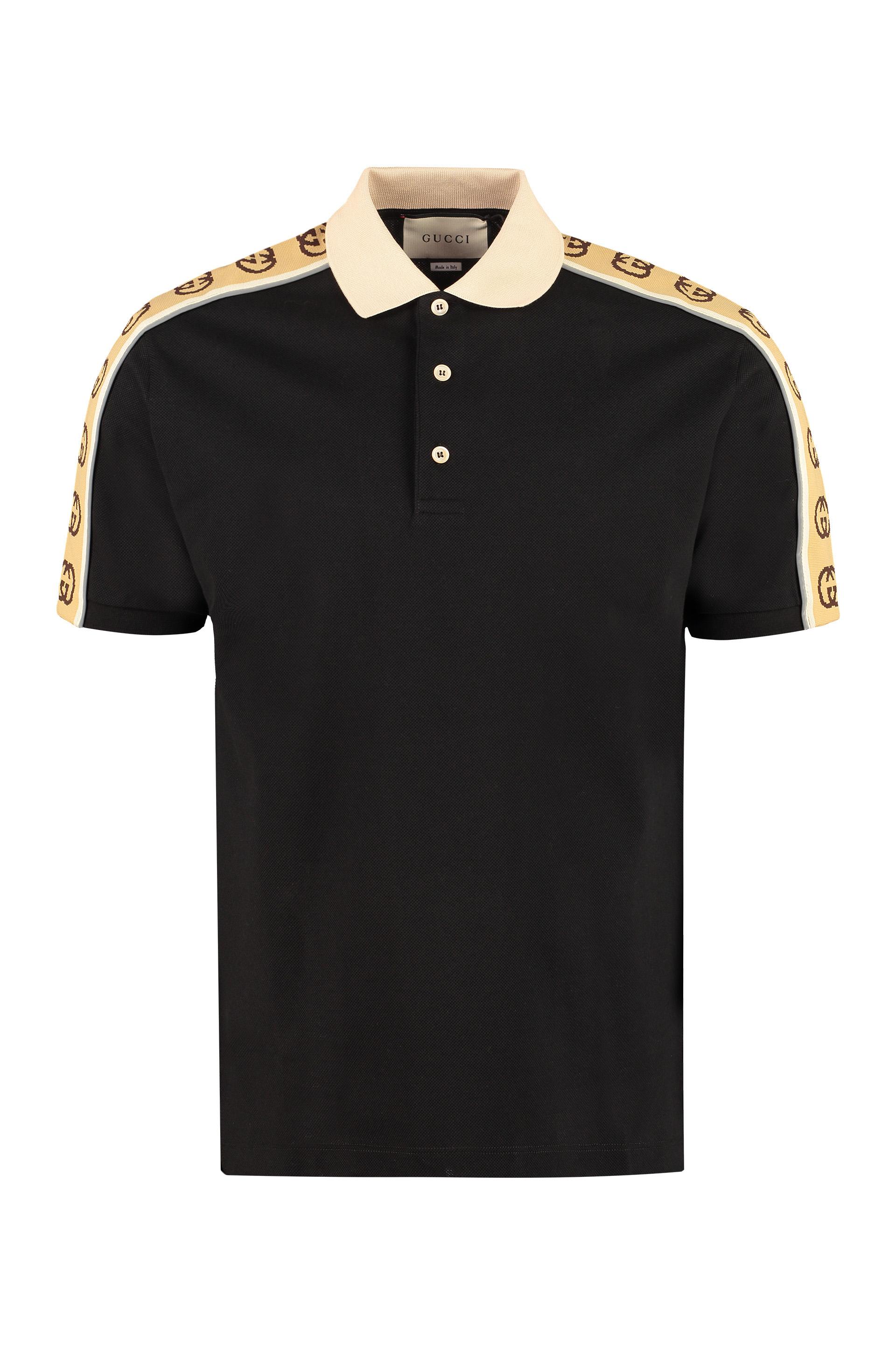 cotton polo with gucci stripe