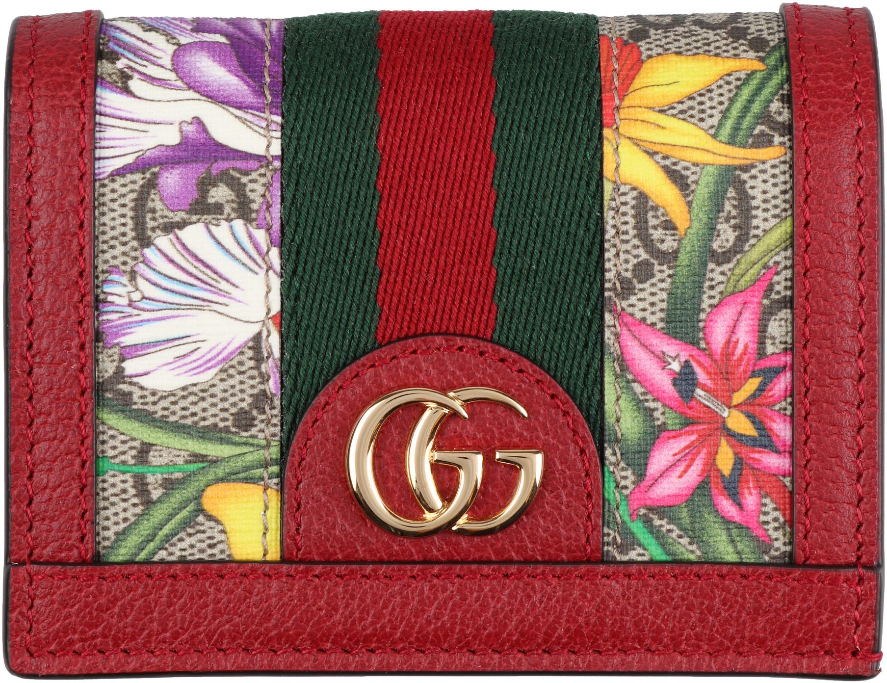 Gucci Flora Print Wallet in Red | Lyst