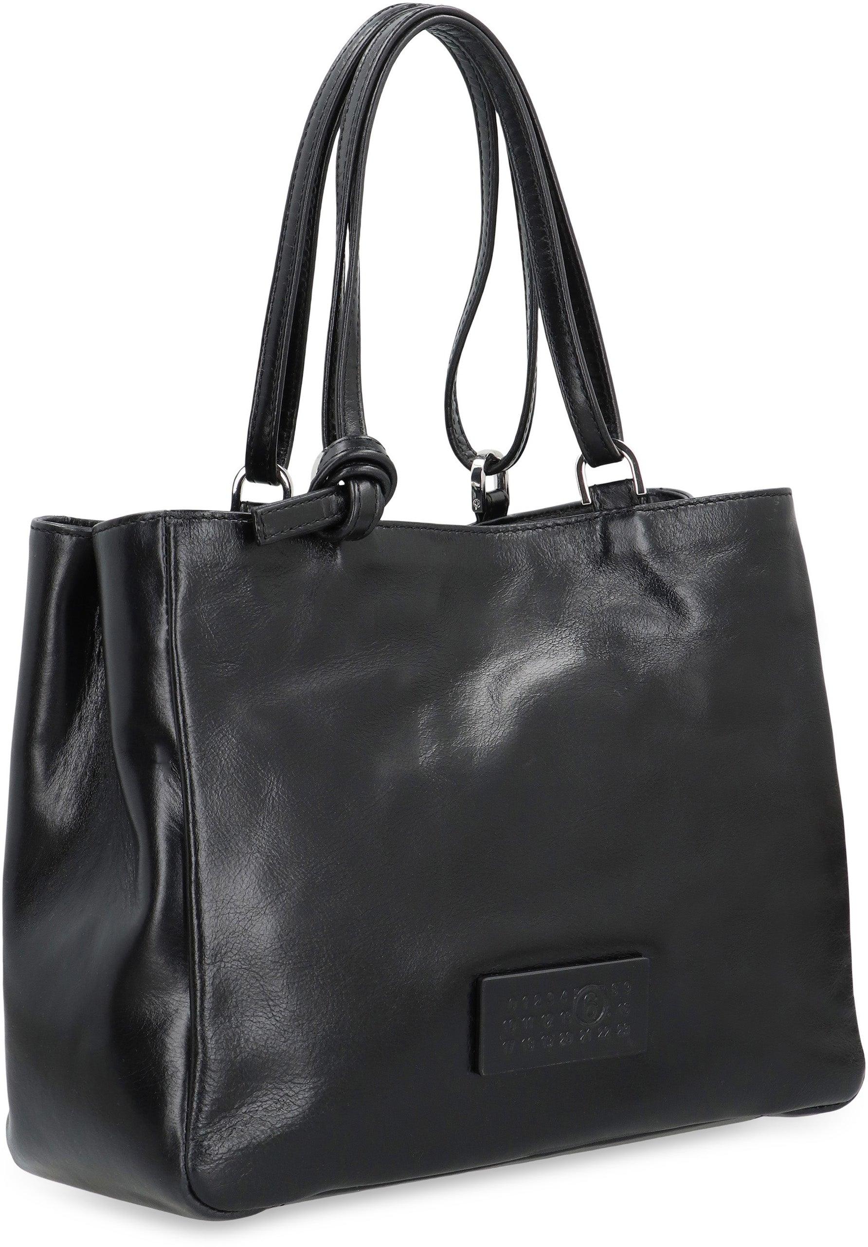 MM6 by Maison Margiela Leather Tote in Black | Lyst