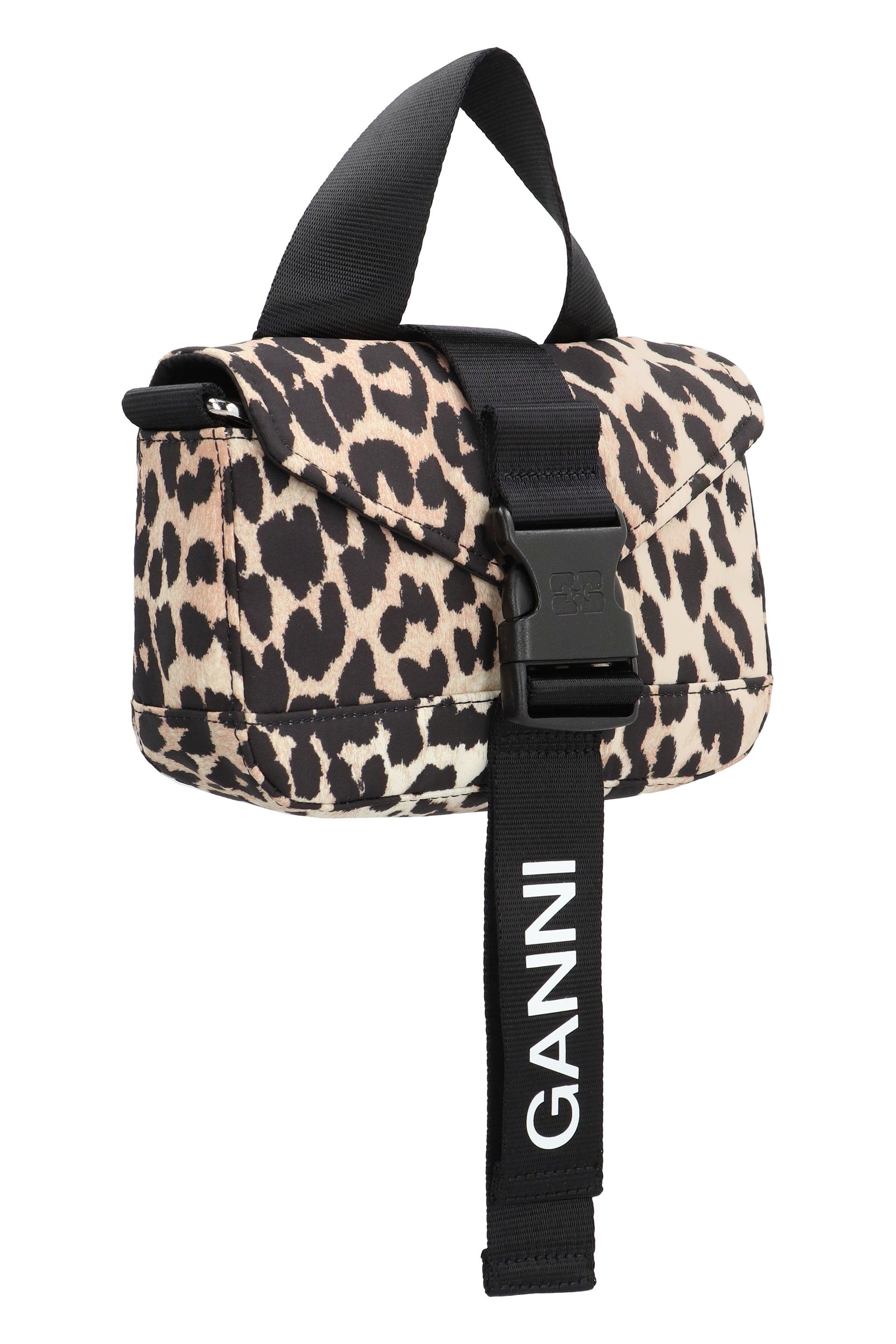 Ganni Leopard Tech Mini Crossbody Bag in Black | Lyst