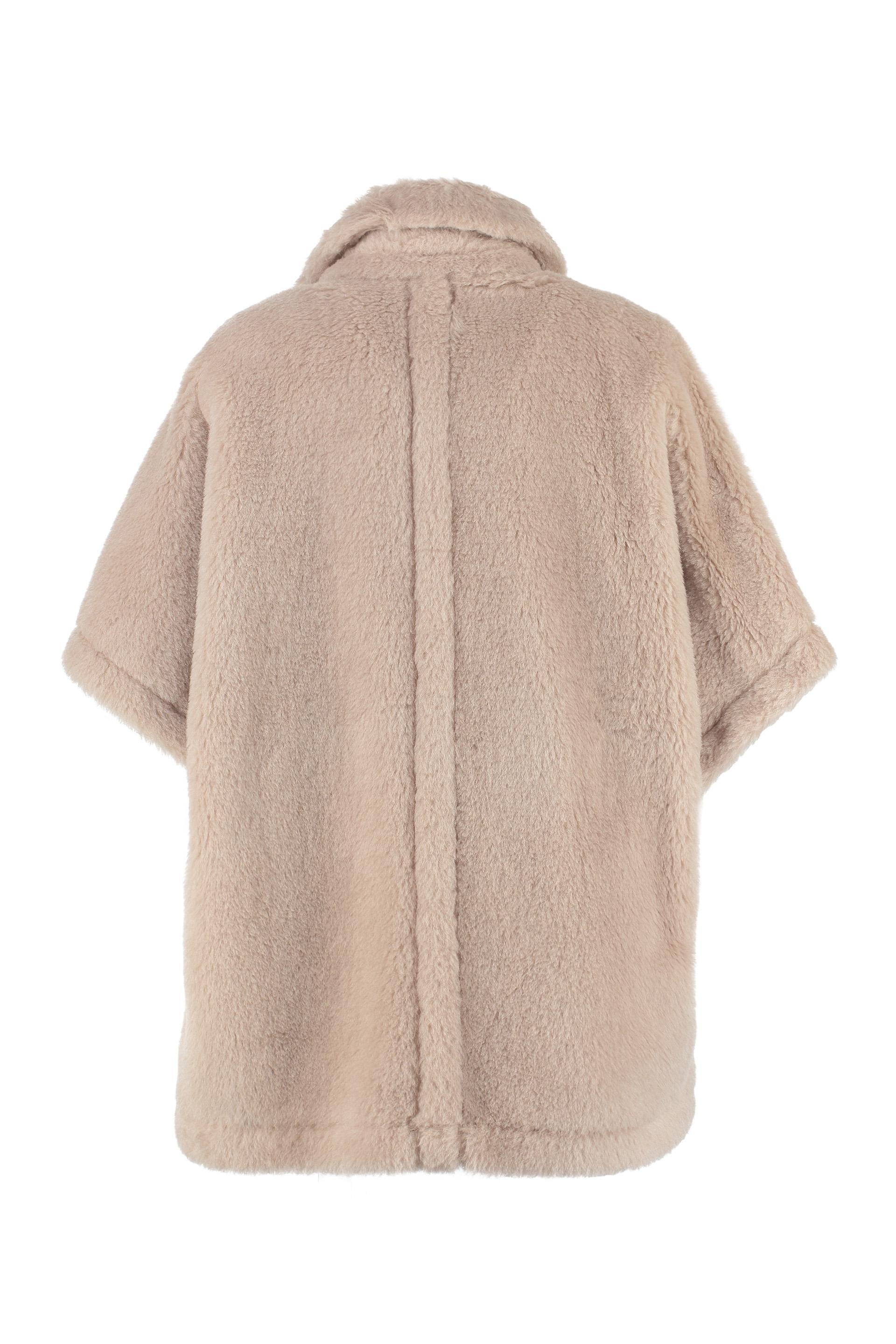 Max Mara Synthetic Manco Faux Fur Cape Coat in Beige (Natural) | Lyst