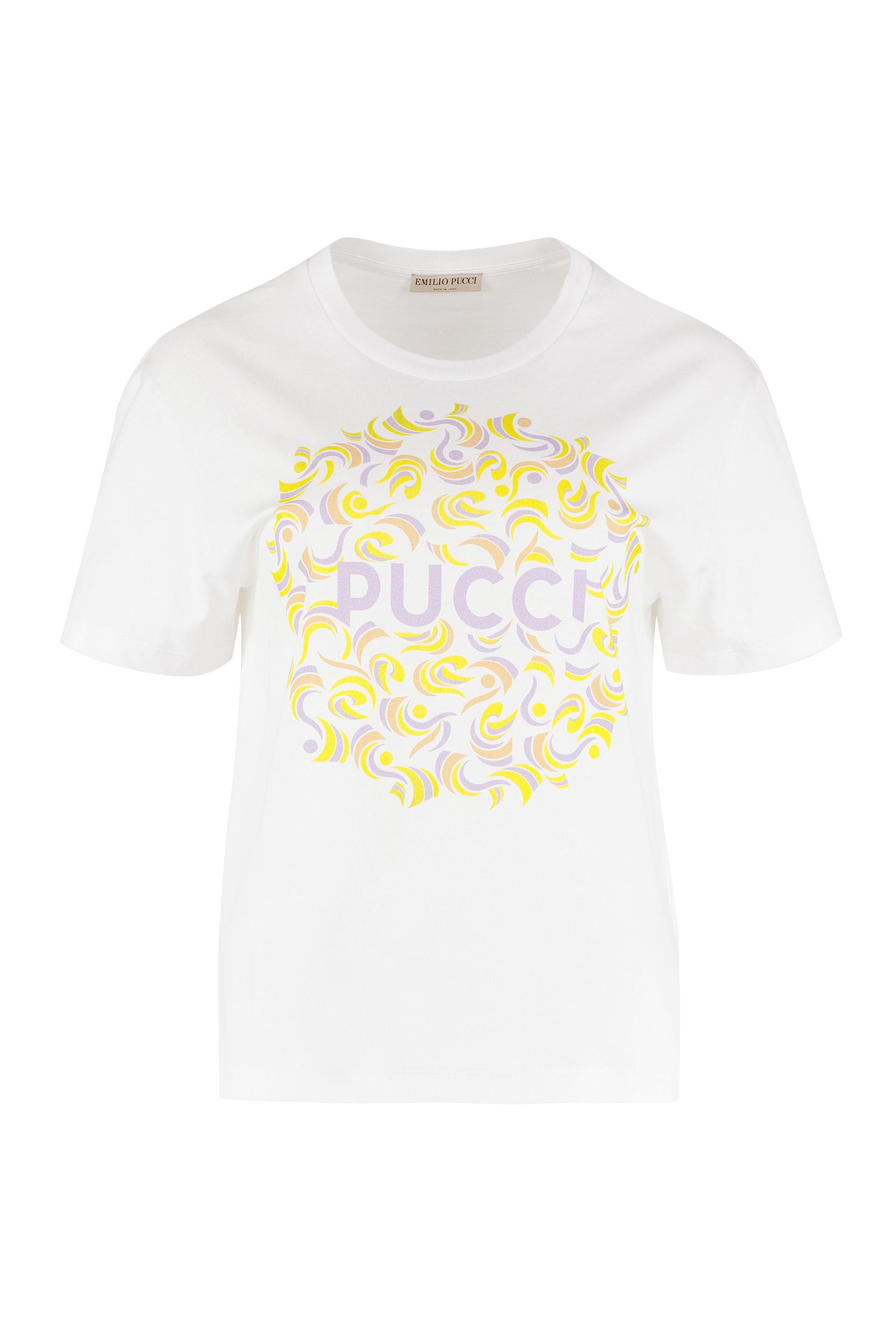 Emilio Pucci Logo Cotton T-shirt in White | Lyst