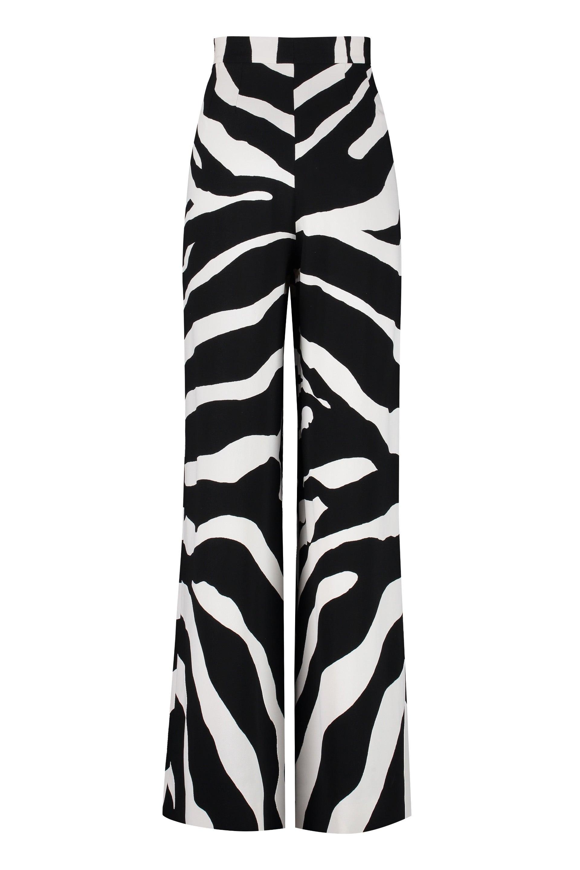 Dolce & Gabbana Zebra Print Wide-leg Trousers in Black | Lyst