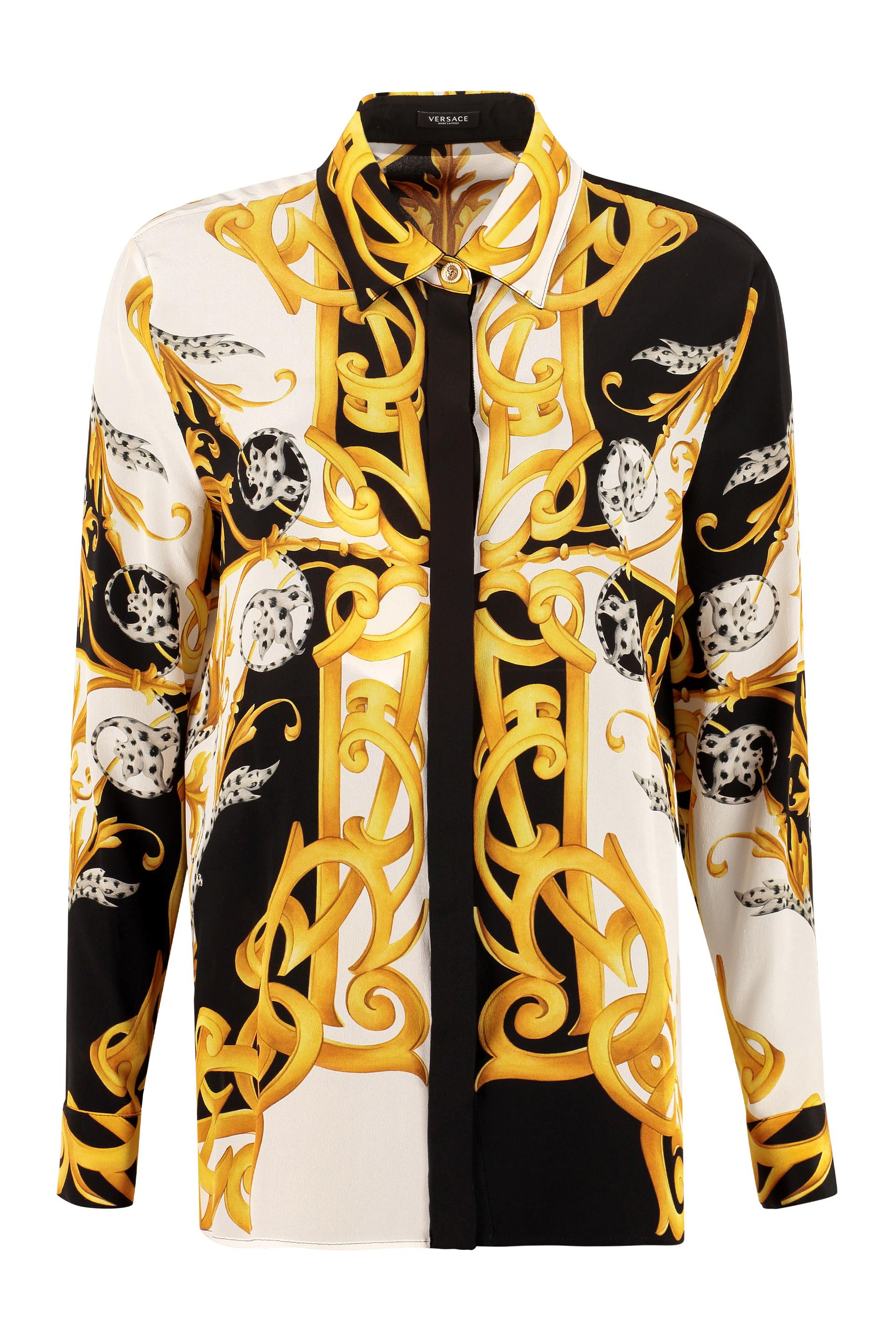 Versace Printed Silk Shirt in Gold (Metallic) - Lyst