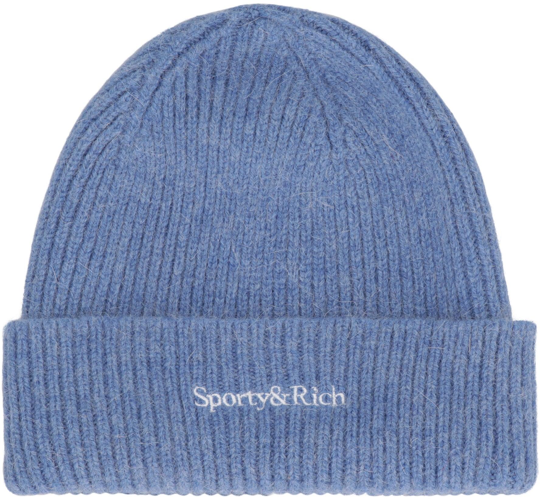 Sporty & Rich Logo Wool Beanie in Blue | Lyst