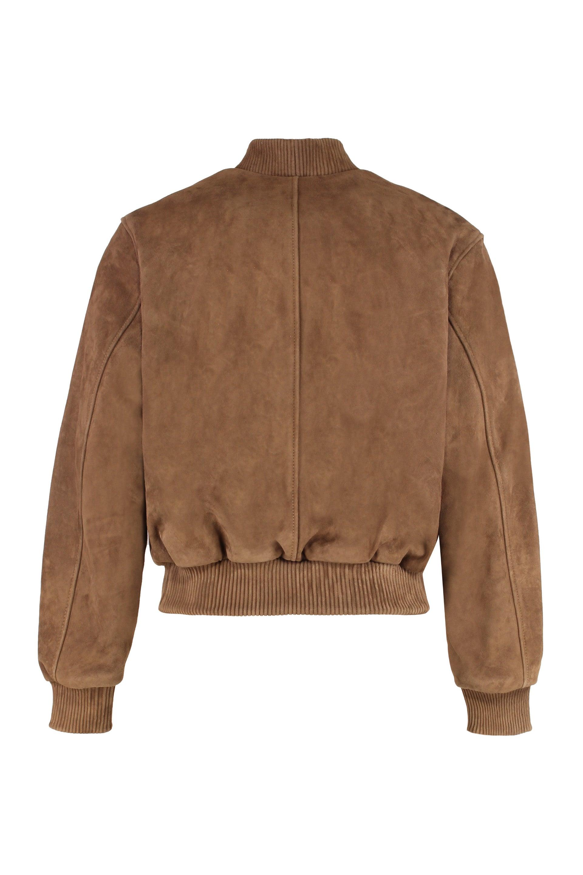 Ami Paris Suede Bomber Jacket in Brown for Men Lyst UK