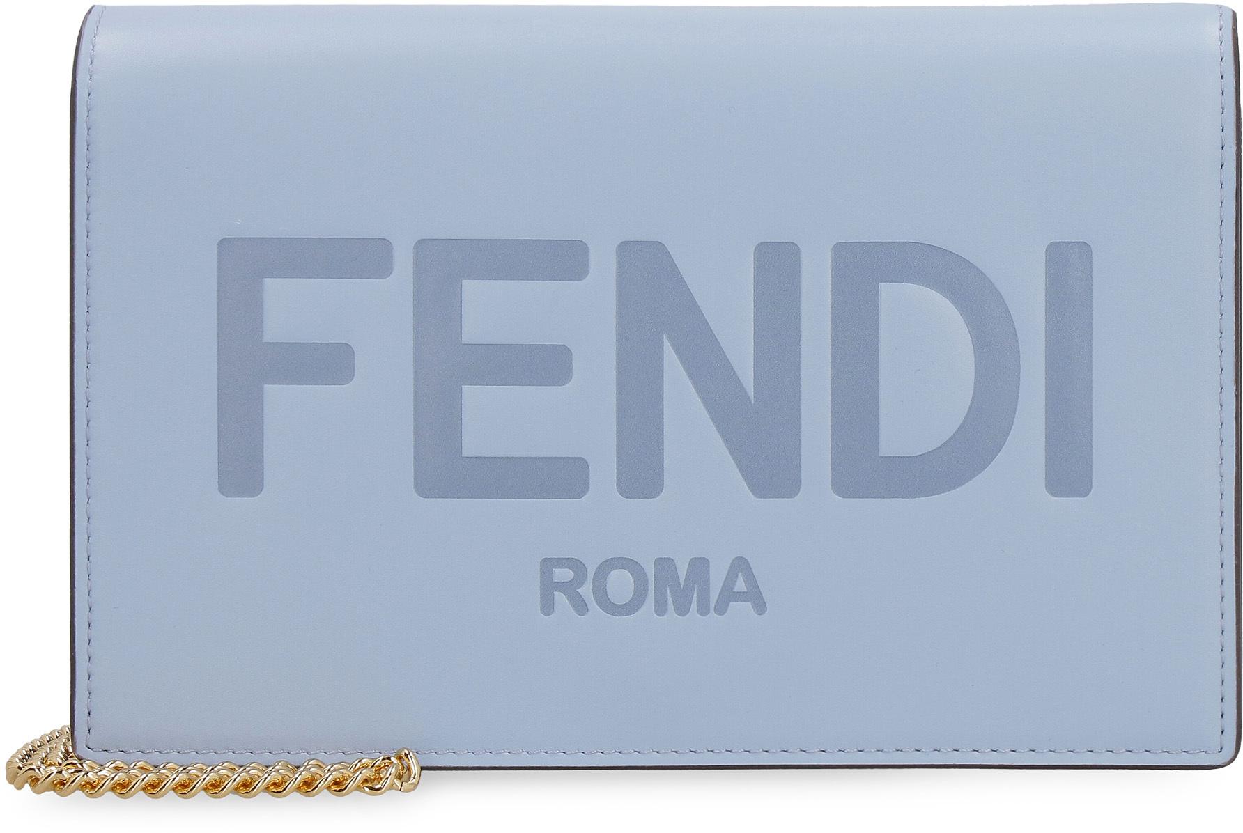 Fendi Light Blue Studded Wallet on Chain Leather ref.1035587 - Joli Closet