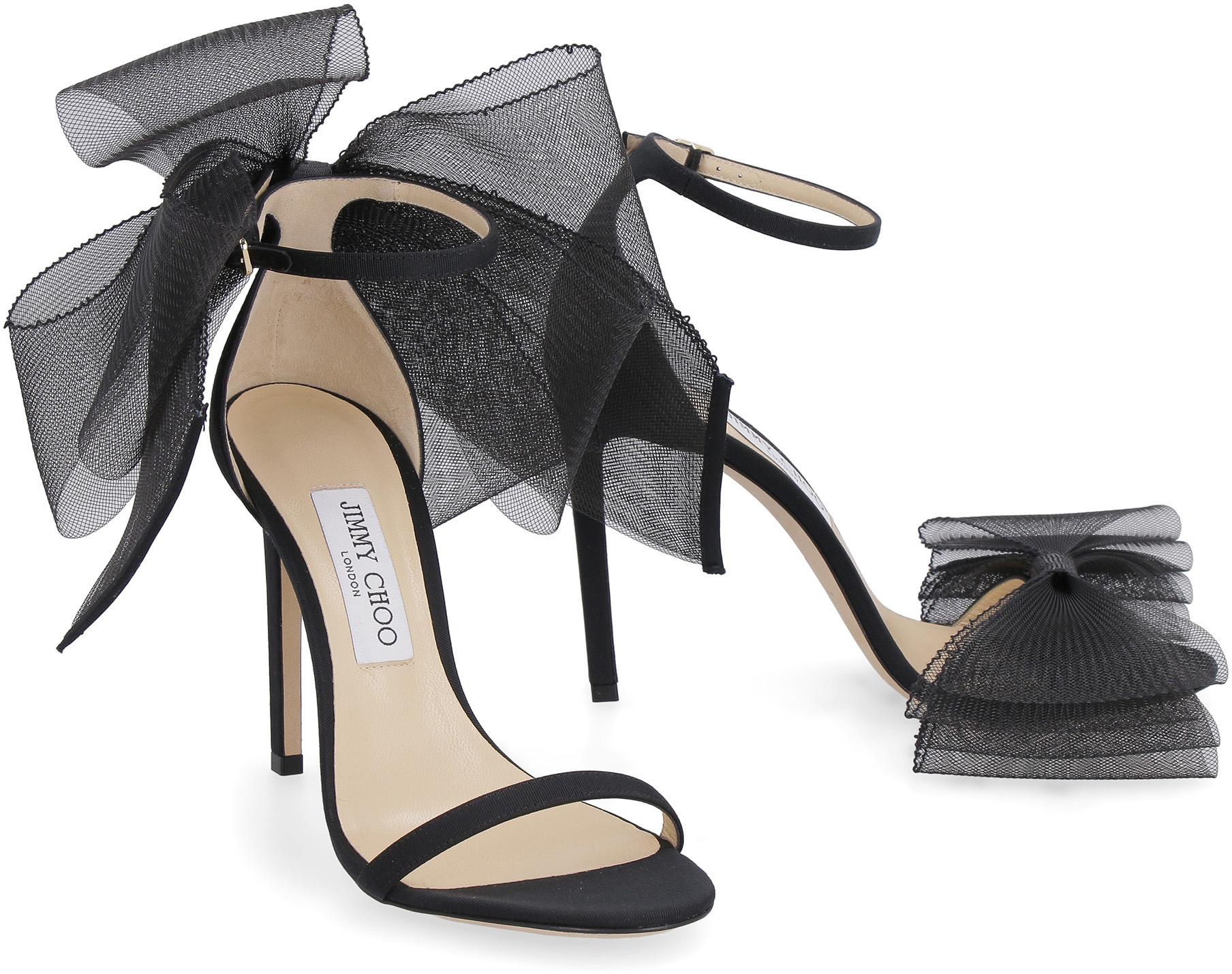 Jimmy Choo Aveline Bow Detail Sandals in Black - Lyst