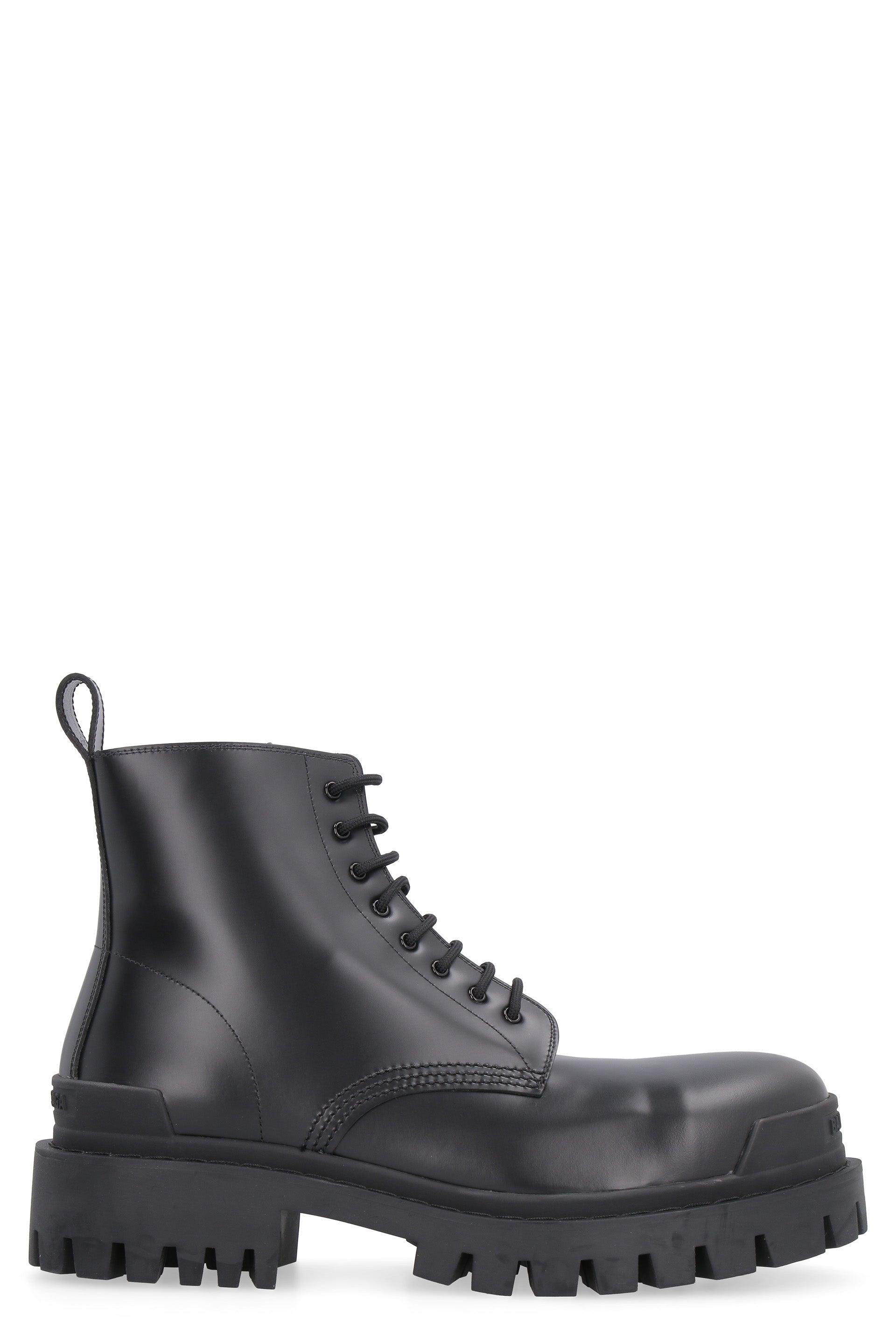 Balenciaga Strike Leather Combat Boots in Black for Men - Save 15% | Lyst