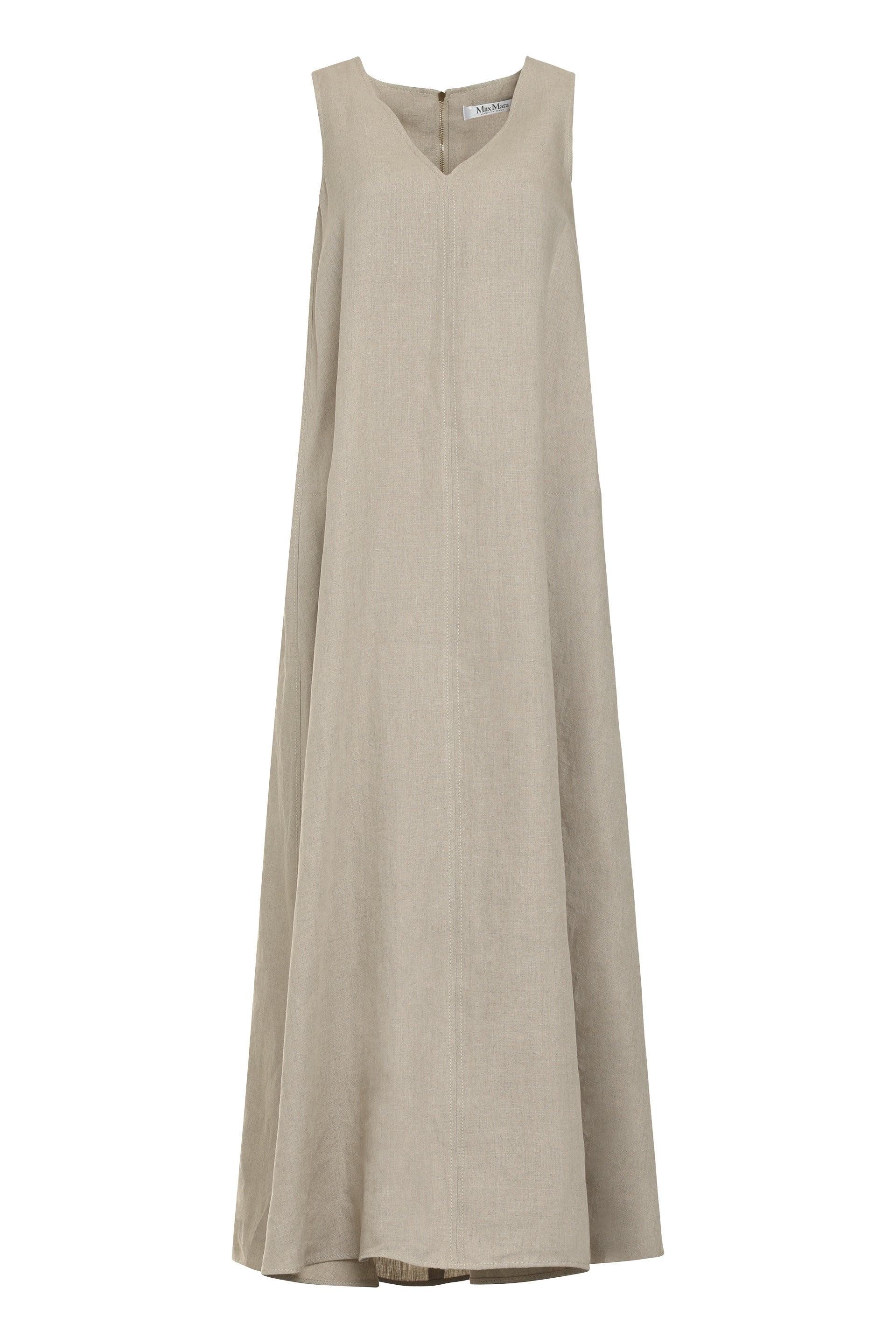 【関税&送料込み】Max Mara Simeon Linen Sleevesless Dress Max Mara Simeone Linen Dress in Natural | Lyst