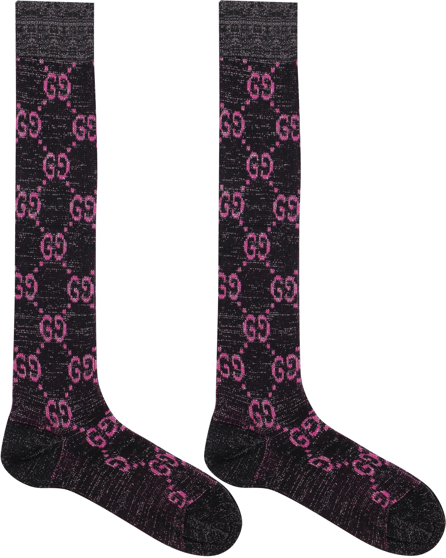 Gucci Cotton Logo Lurex Socks in Black Lyst