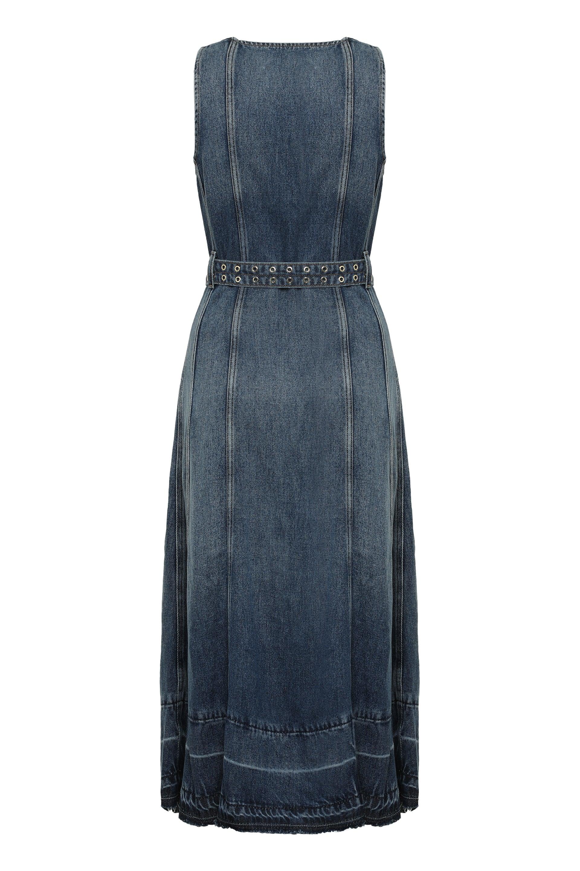 オールインワン・サロペット Ganni Fitted Bodice Denim Dress Ganni Blue Denim Midi Dress size 36/M | eBay