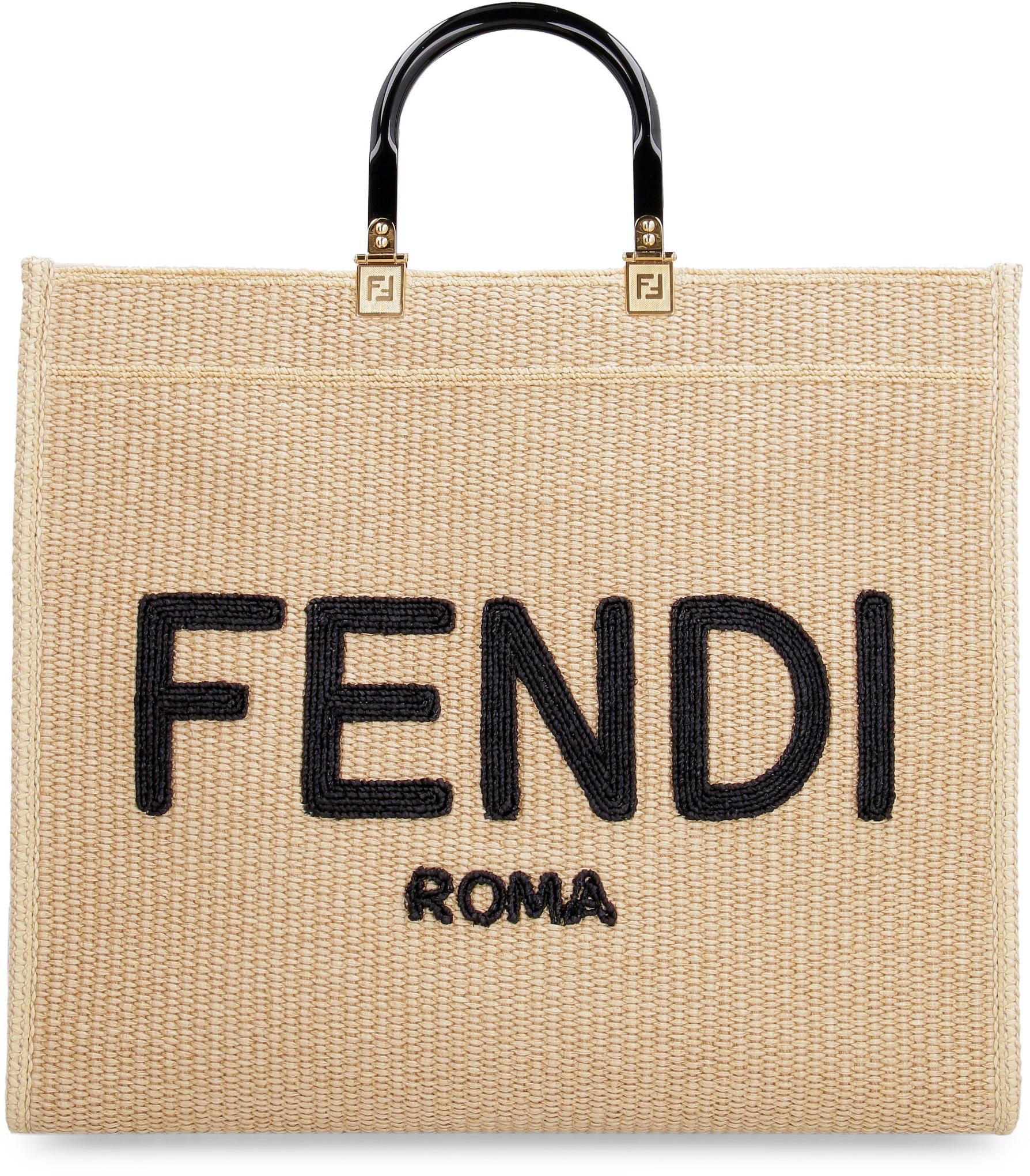 Fendi Synthetic Sunshine Woven Straw Tote in Ecru (Natural) | Lyst
