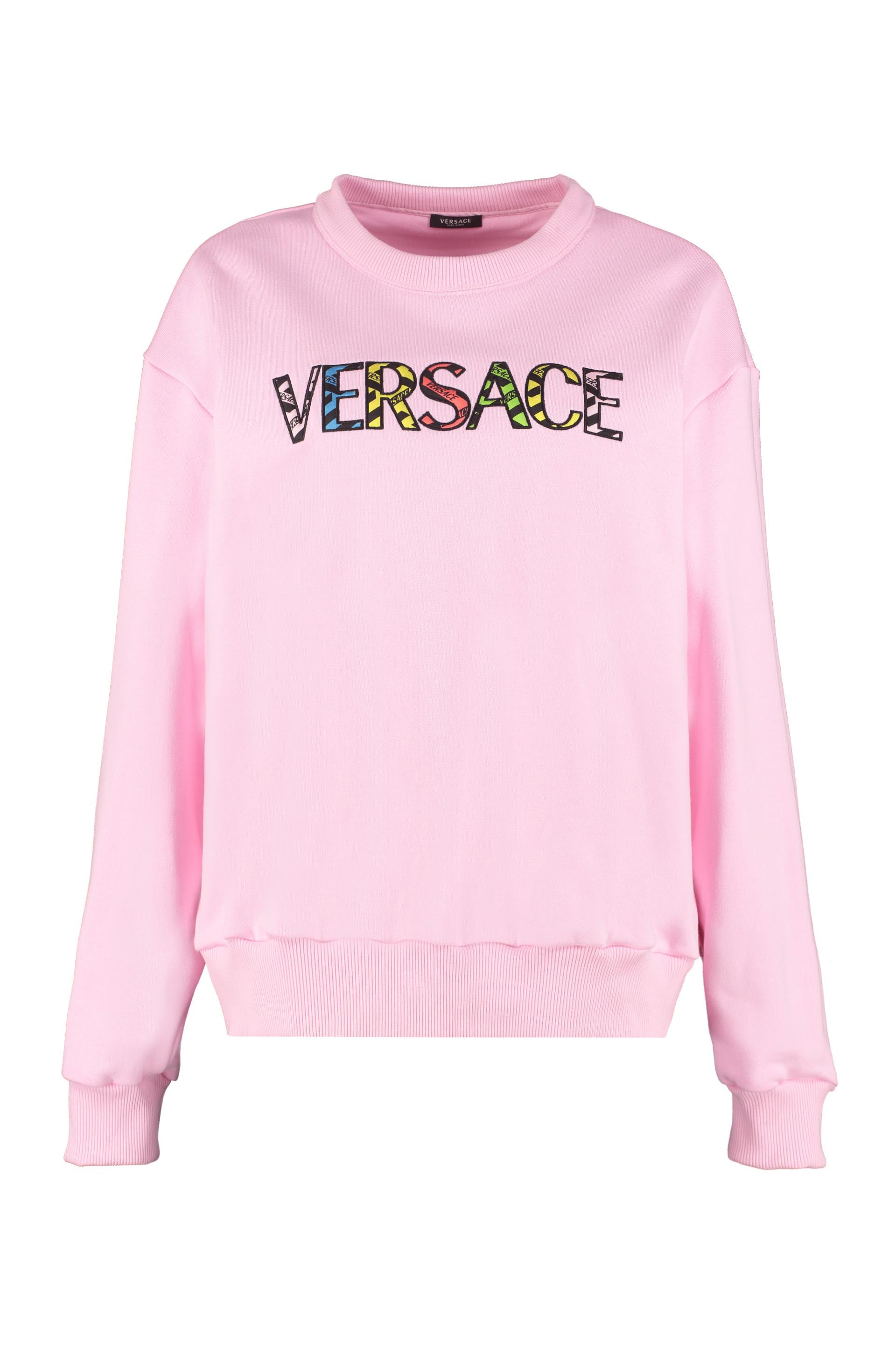 Versace Logo Detail Cotton Sweatshirt in Pink - Save 32% | Lyst UK