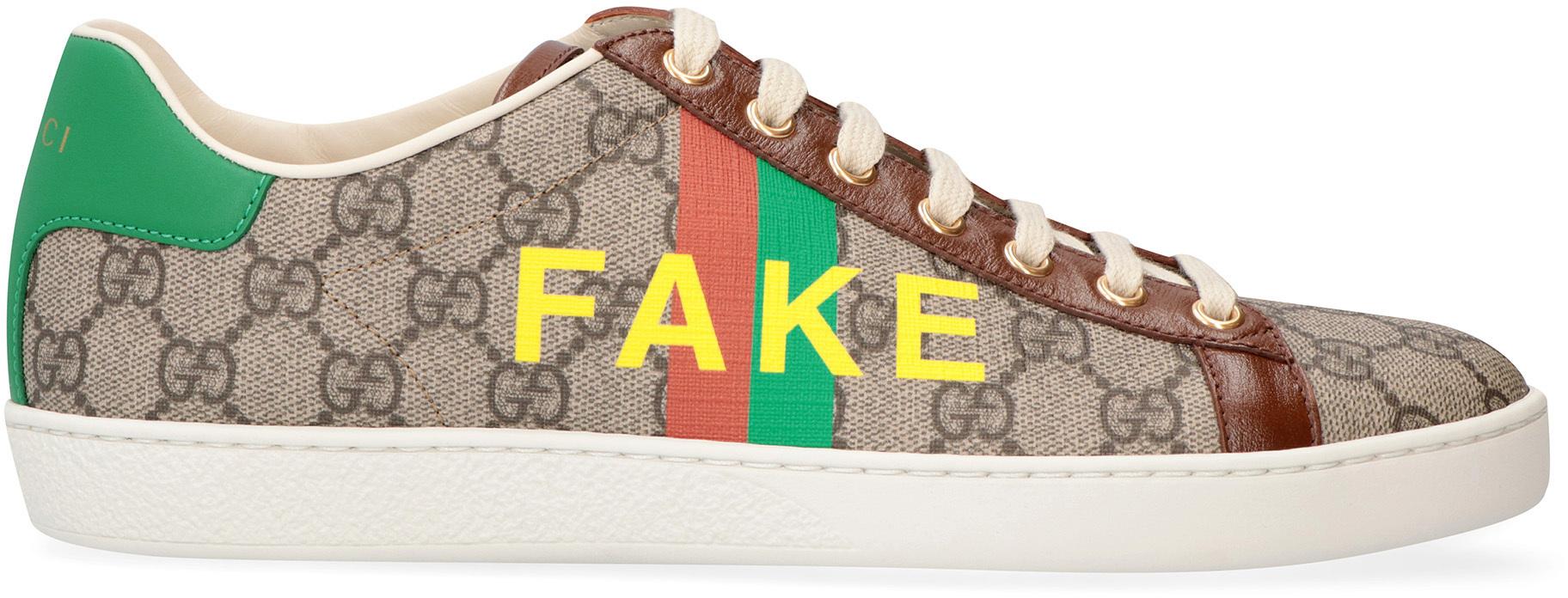 Gucci Ace Fake-not Print Sneakers in Natural | Lyst UK