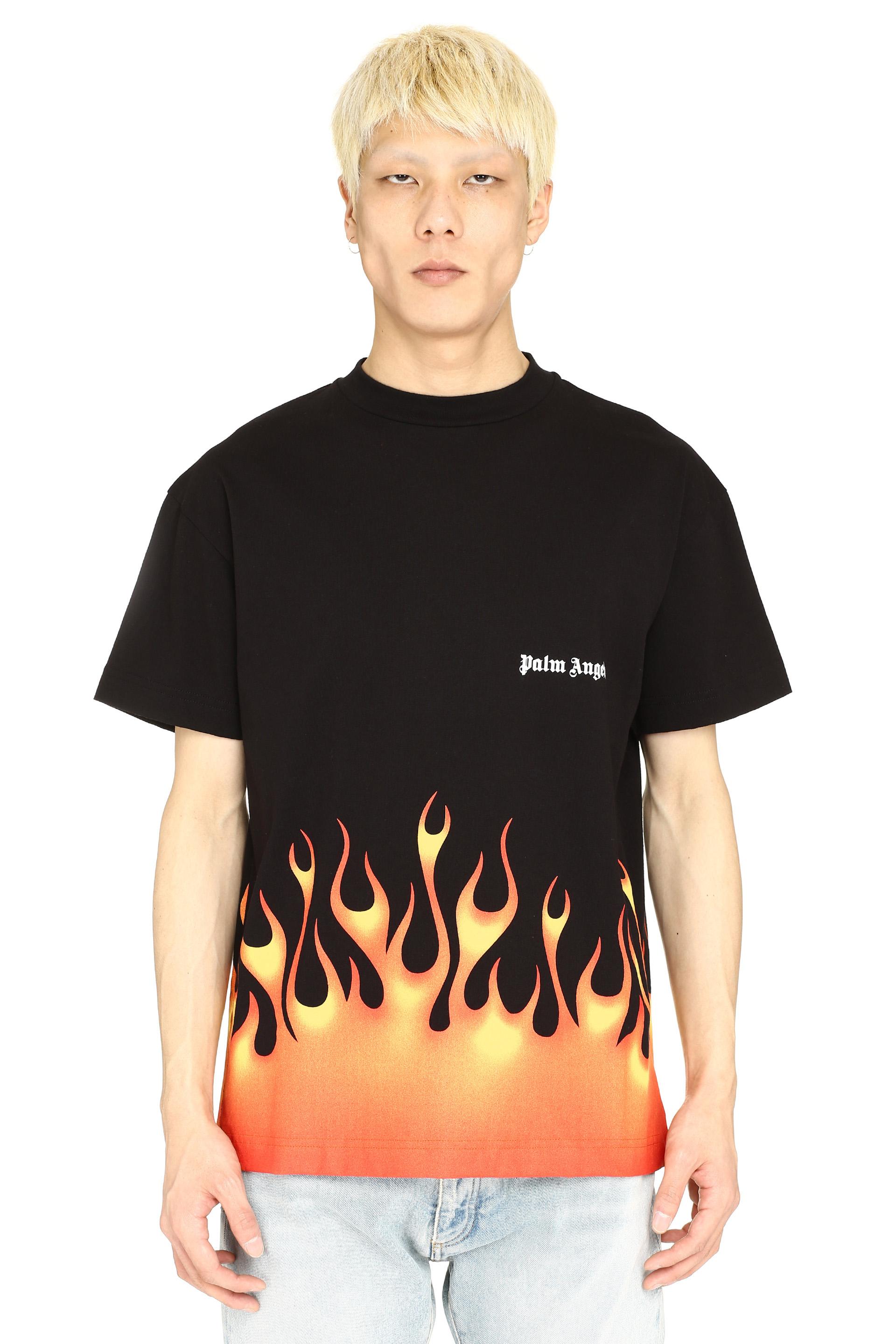 Palm Angels Cotton Fire T Shirt in 