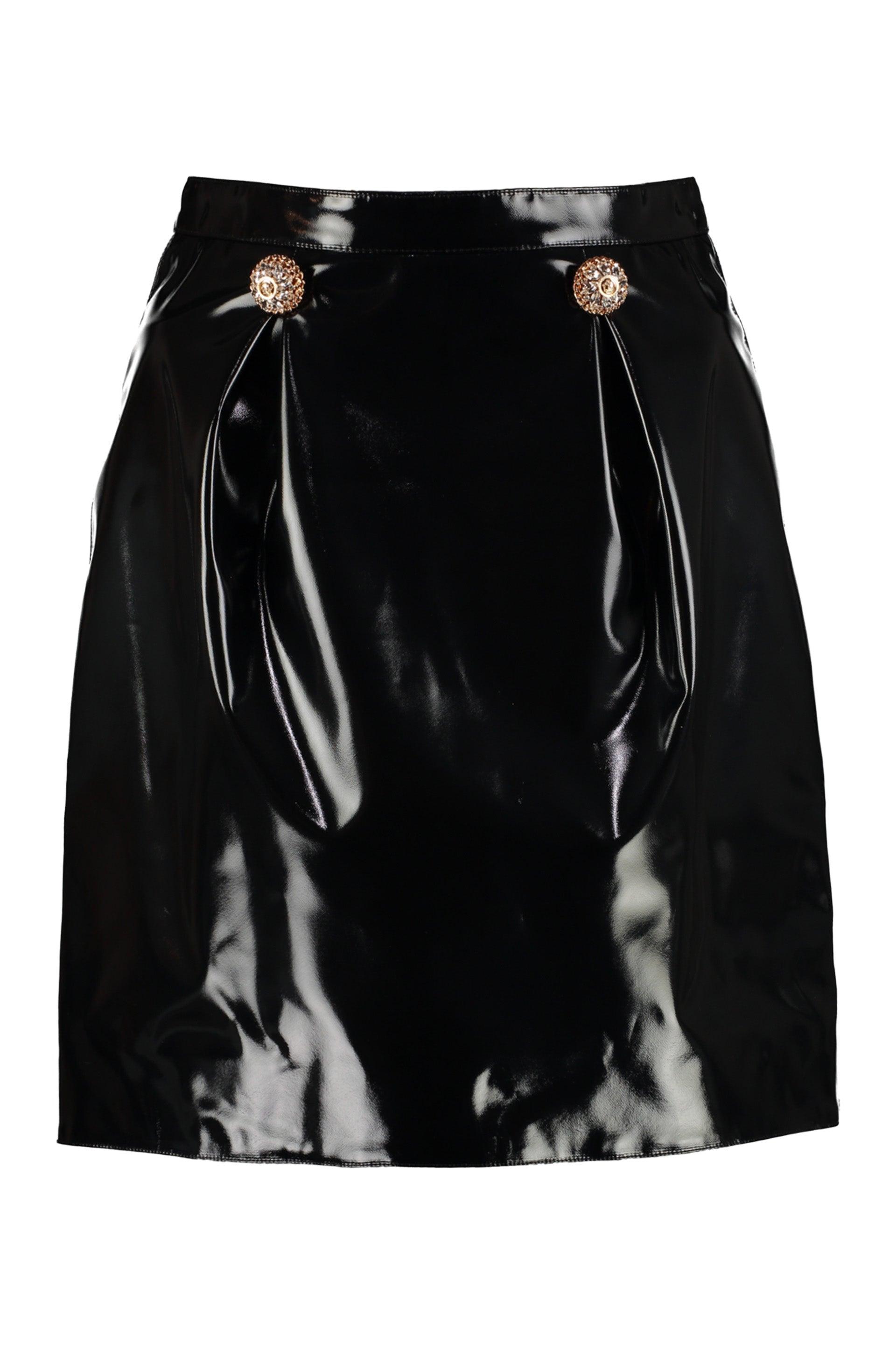 Versace Faux Leather Mini Skirt in Black | Lyst