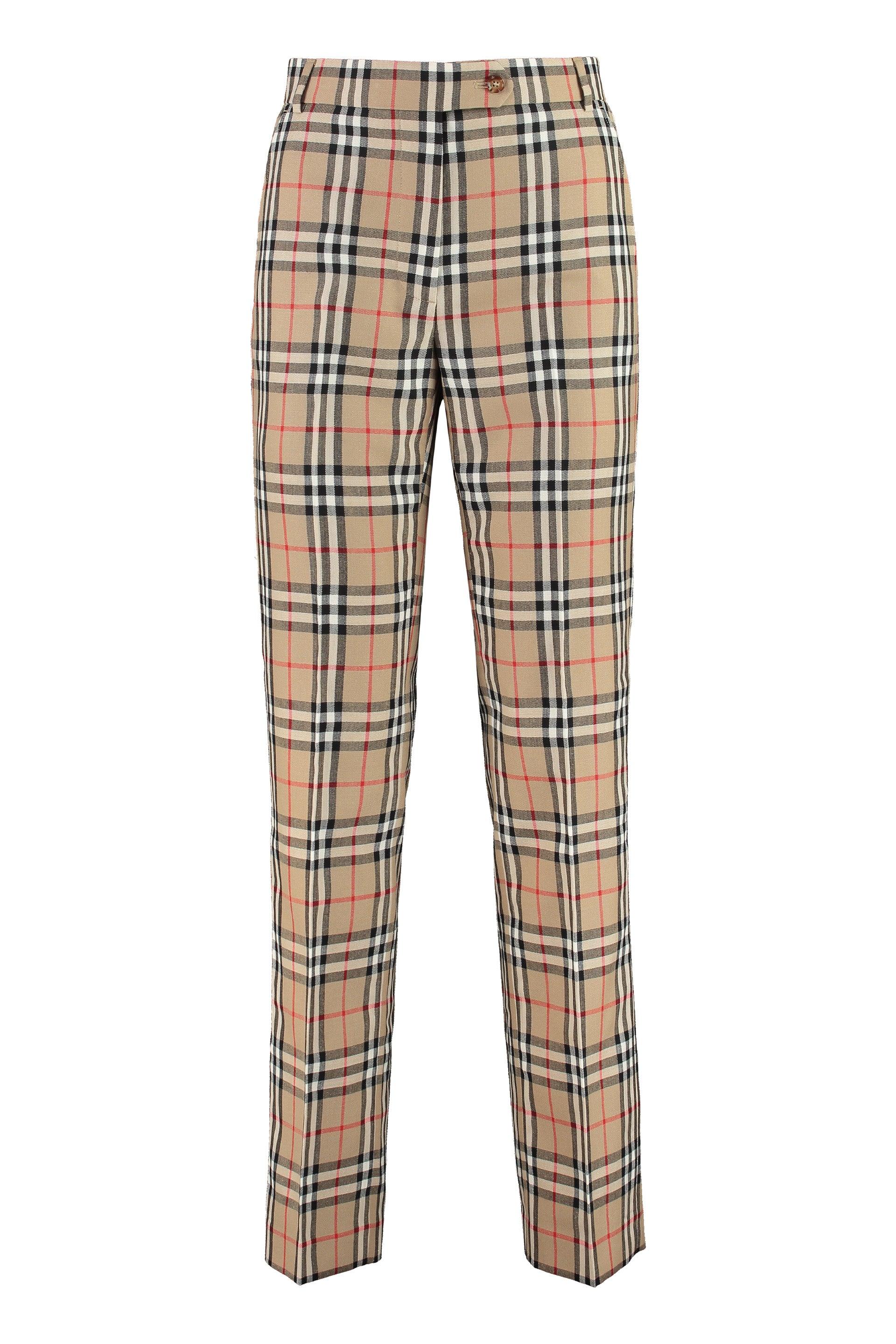 Burberry Vintage Check Tailored Trousers in Natural | Lyst
