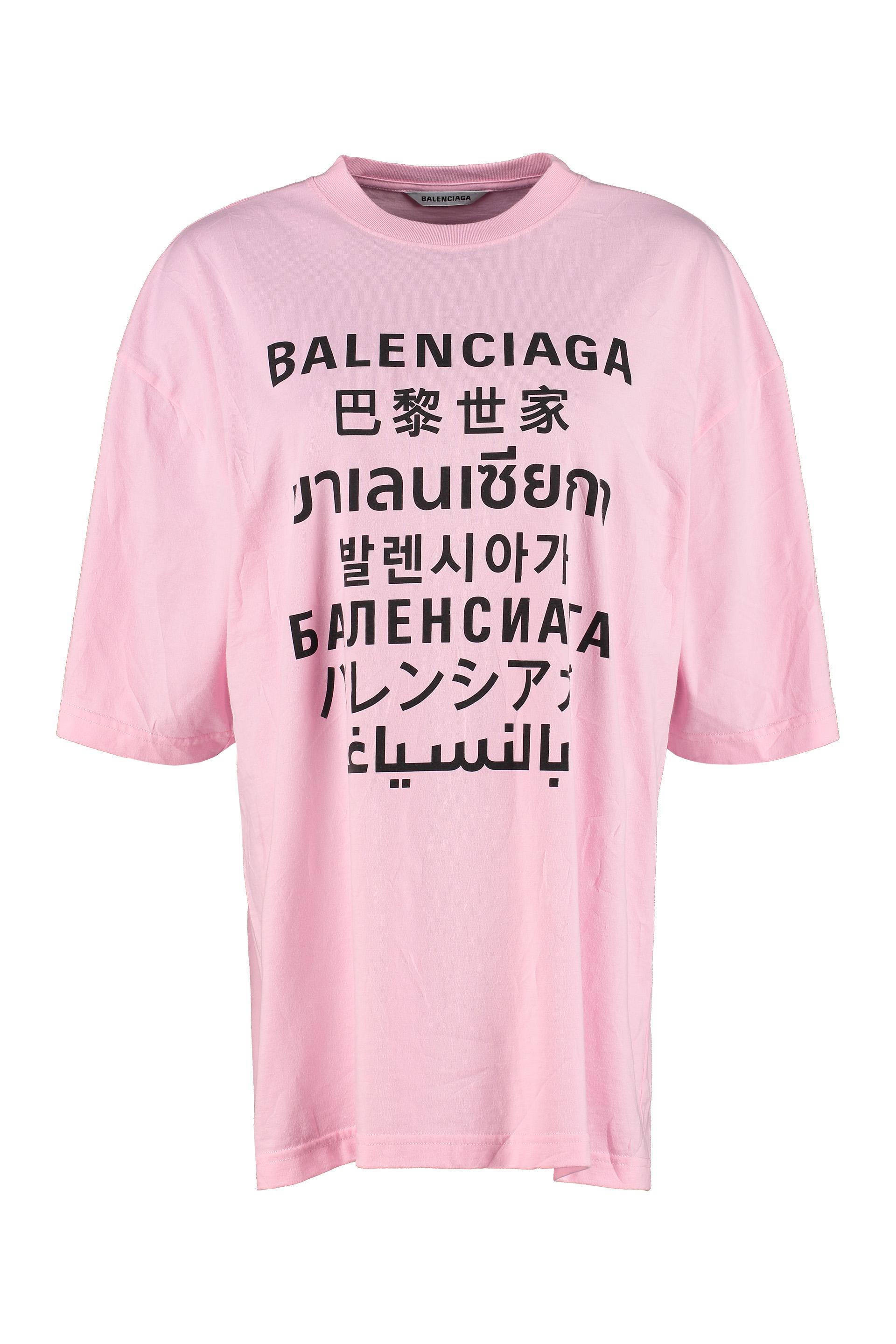 Balenciaga Synthetic Oversize Printed Tshirt in Pink Lyst