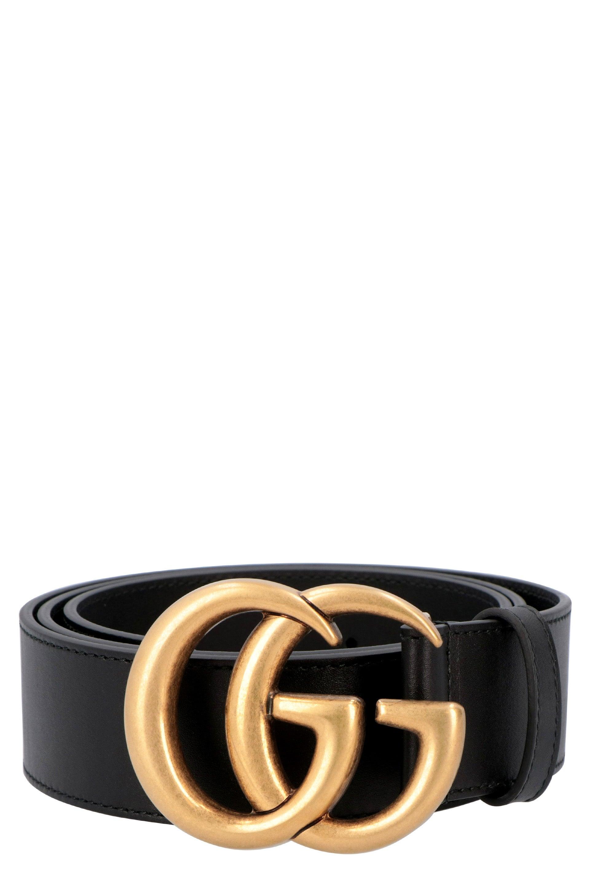 Gucci GG Buckle Leather Belt in Black | Lyst