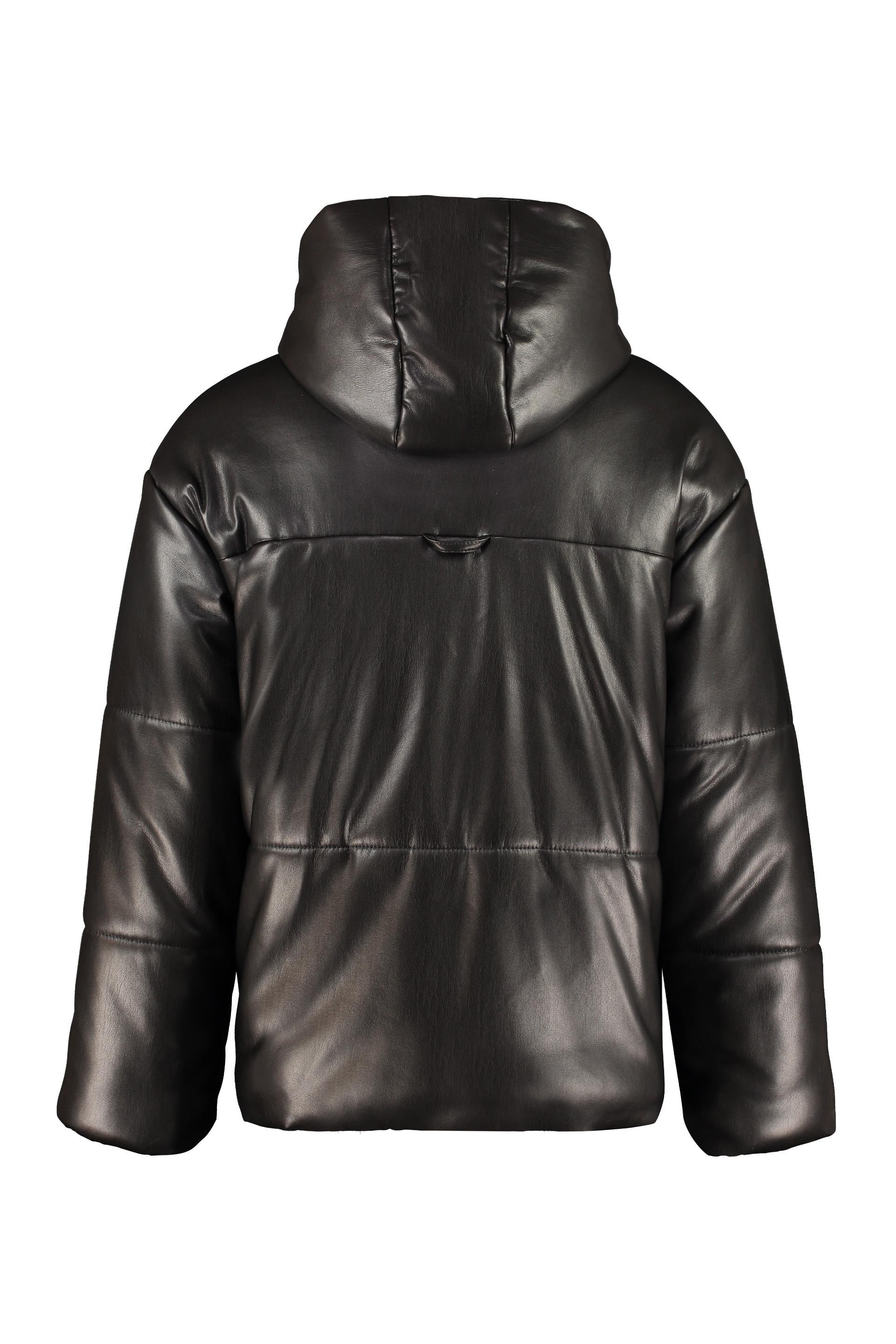 nanushka black hide faux leather down jacket for men