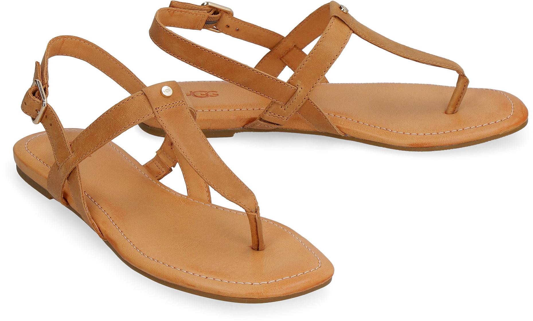 UGG Dinuba Leather Sandals in Brown - Lyst