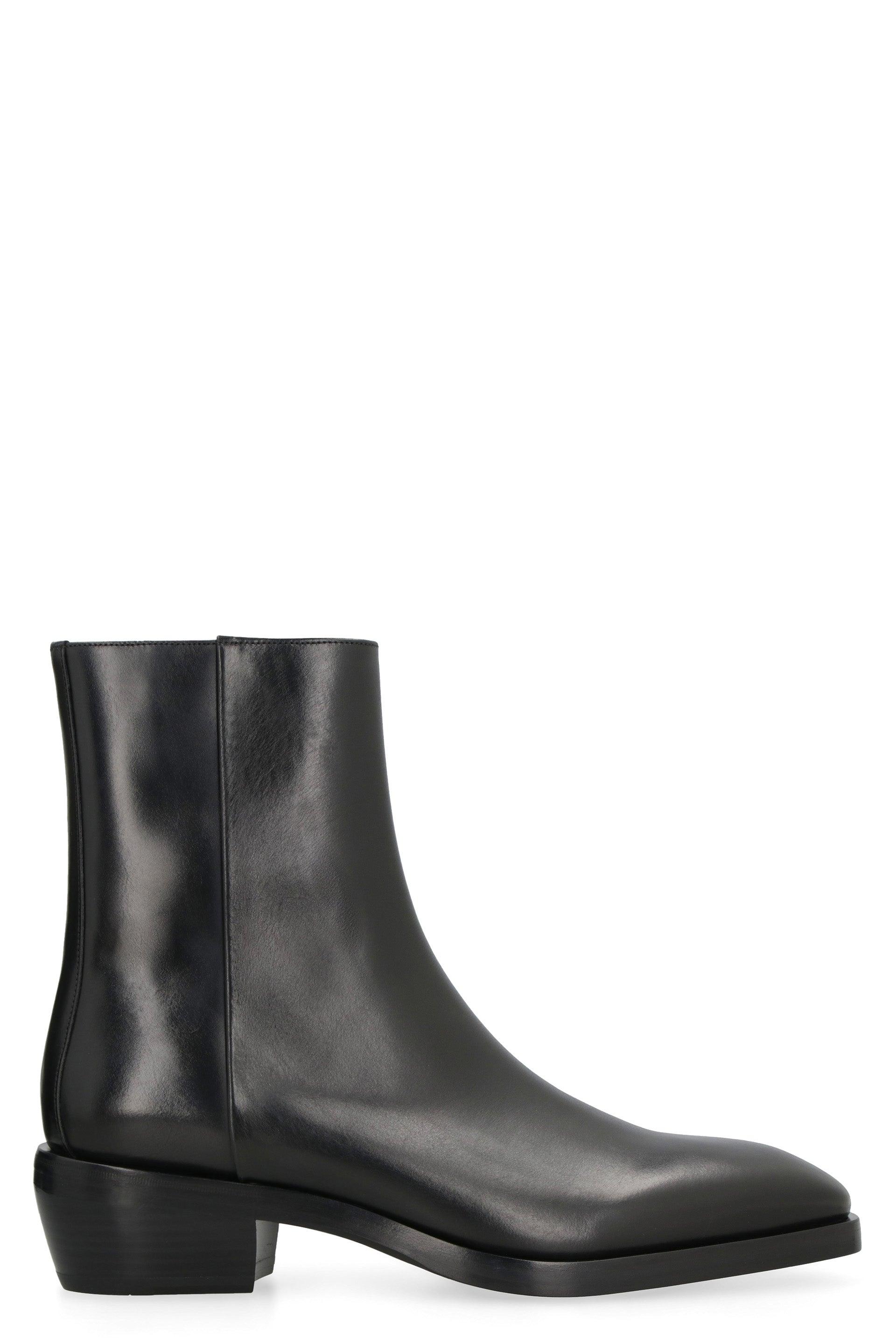 Black leather ankle boots mens hot sale