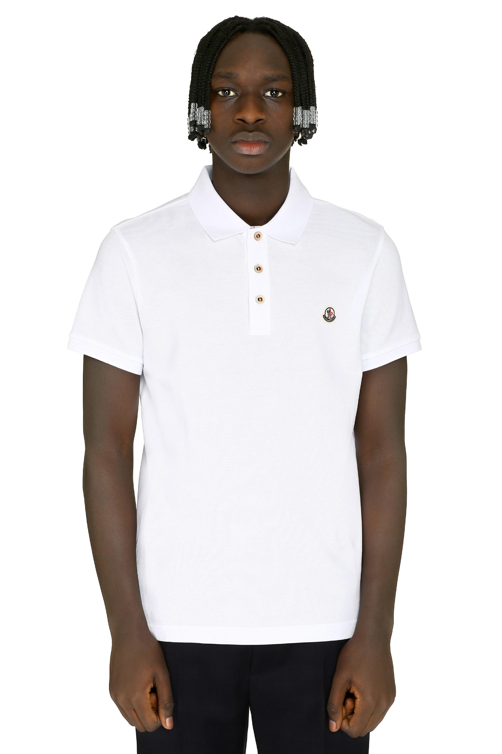 Download Moncler Cotton-piqué Polo Shirt in White for Men - Lyst