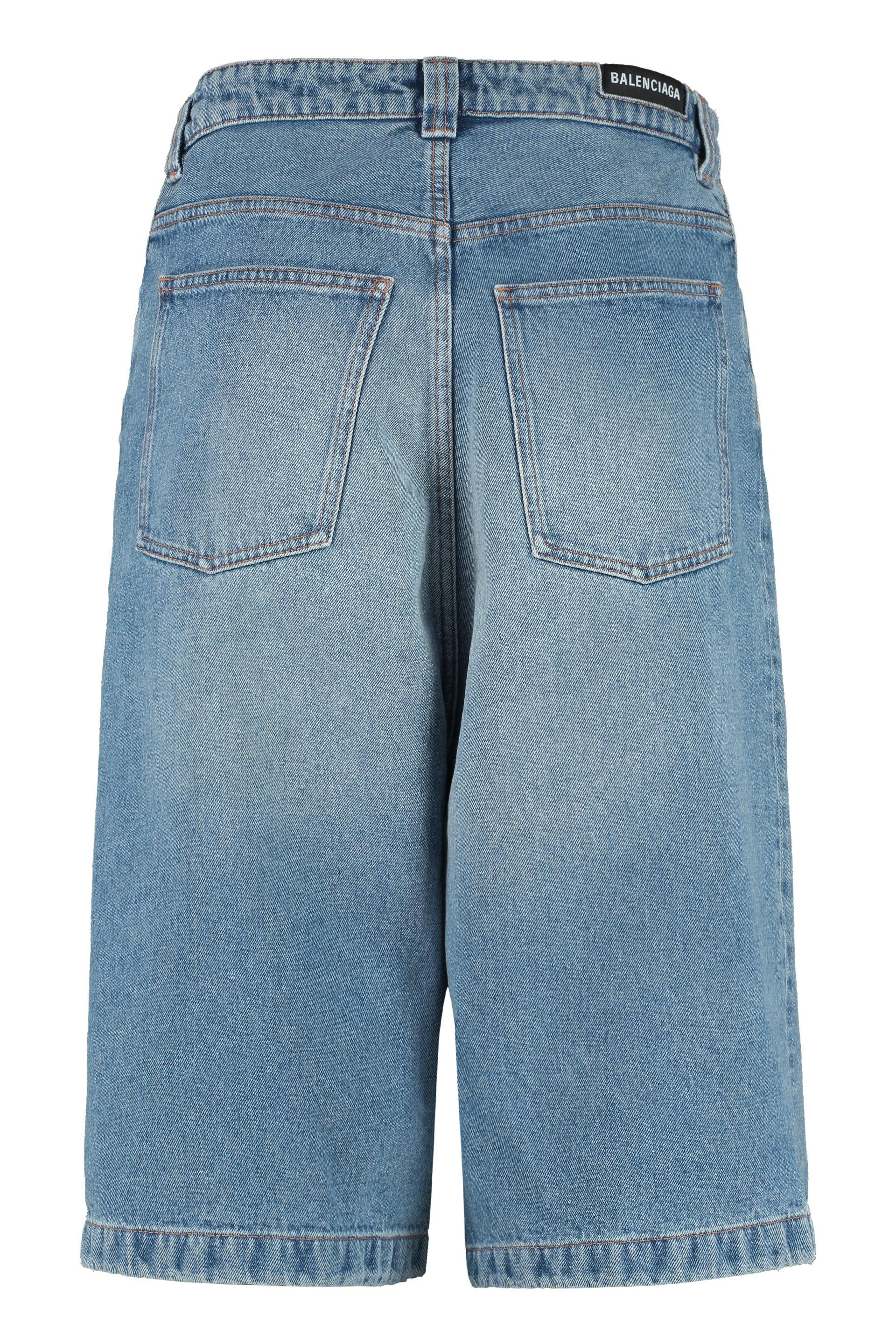 Balenciaga Cotton Denim Bermuda-shorts in Blue for Men - Lyst