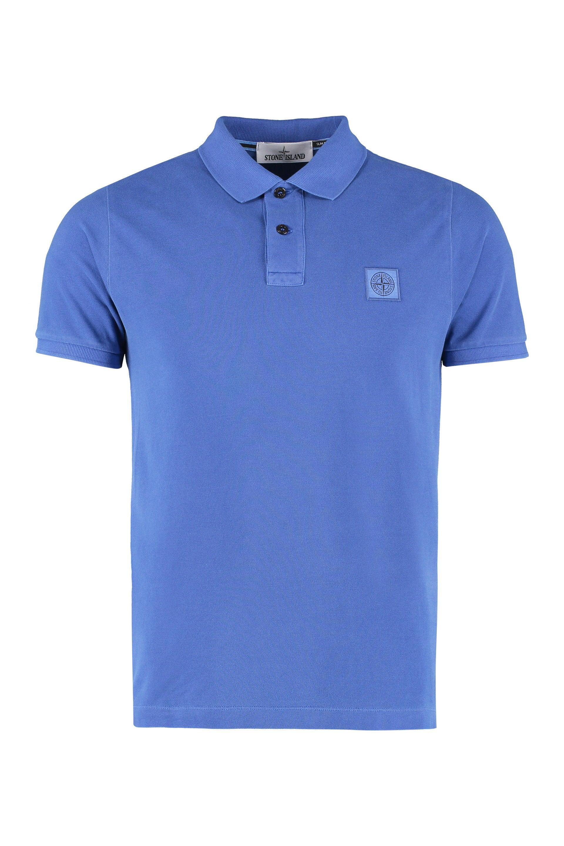 Stone Island Cotton-piqué Polo Shirt in Blue for Men | Lyst