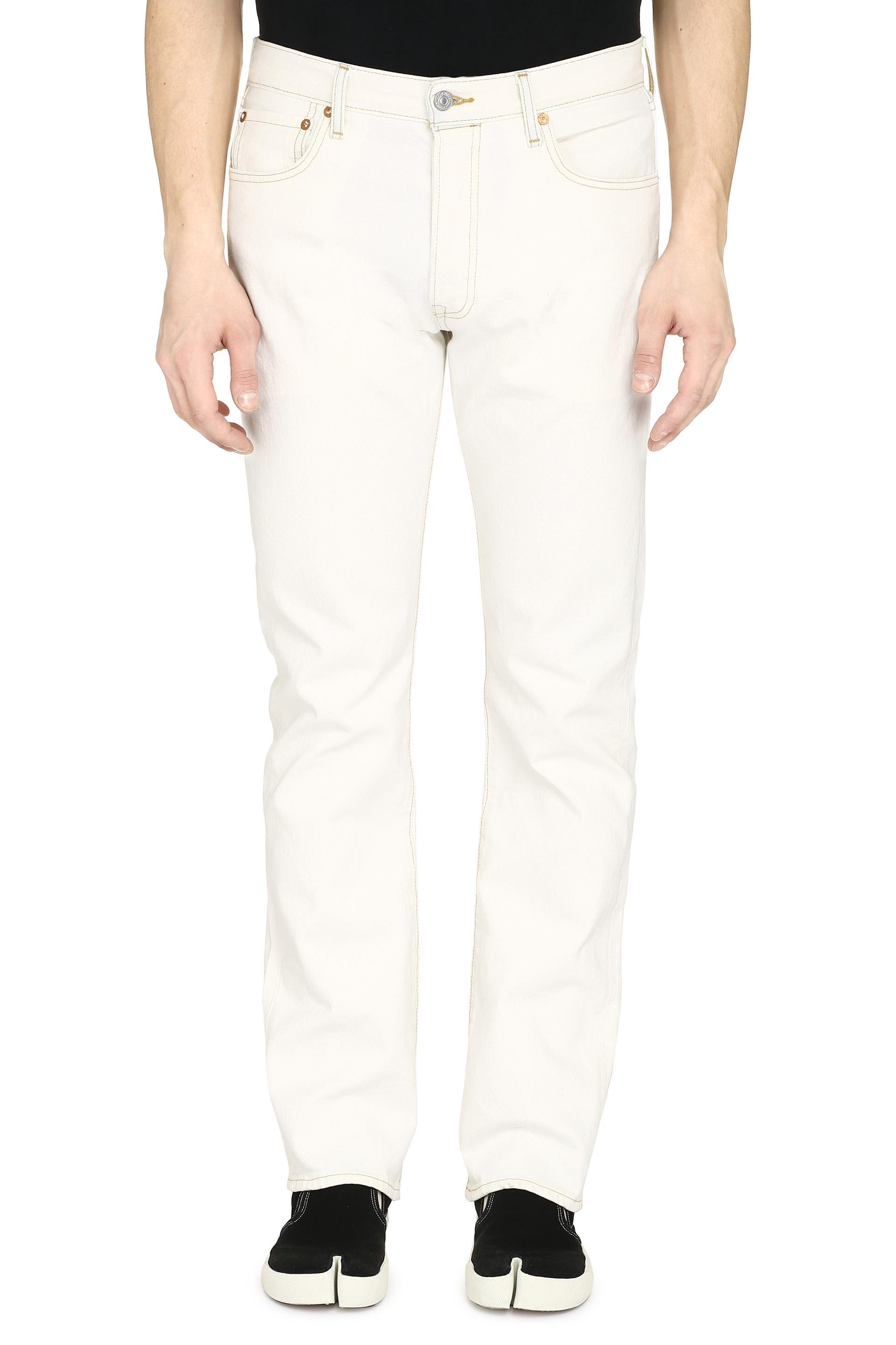 Levi's Denim 501 Straight Leg Jeans in White for Men - Lyst