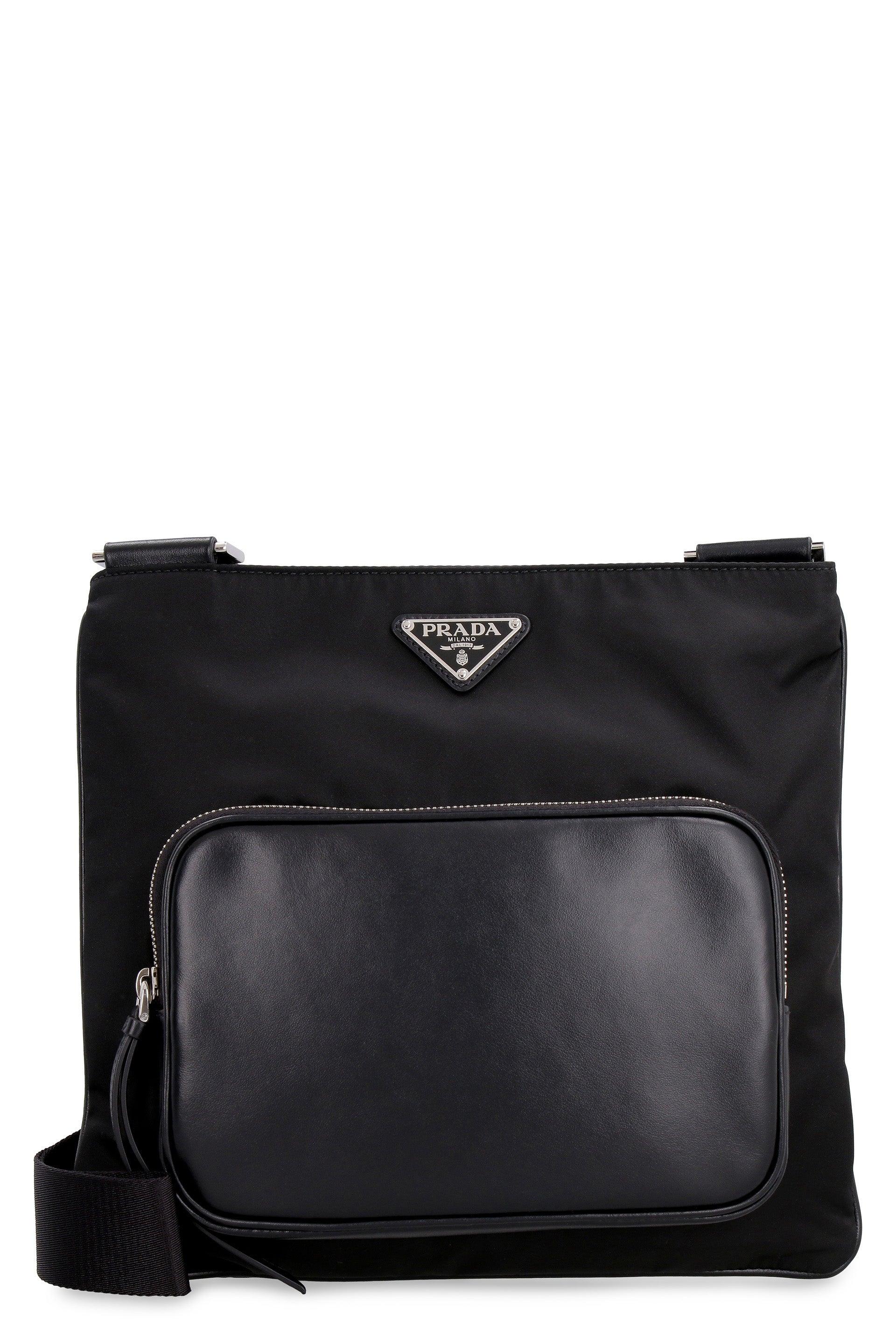 Prada Messenger Bag With Logo in Black for Men | Lyst