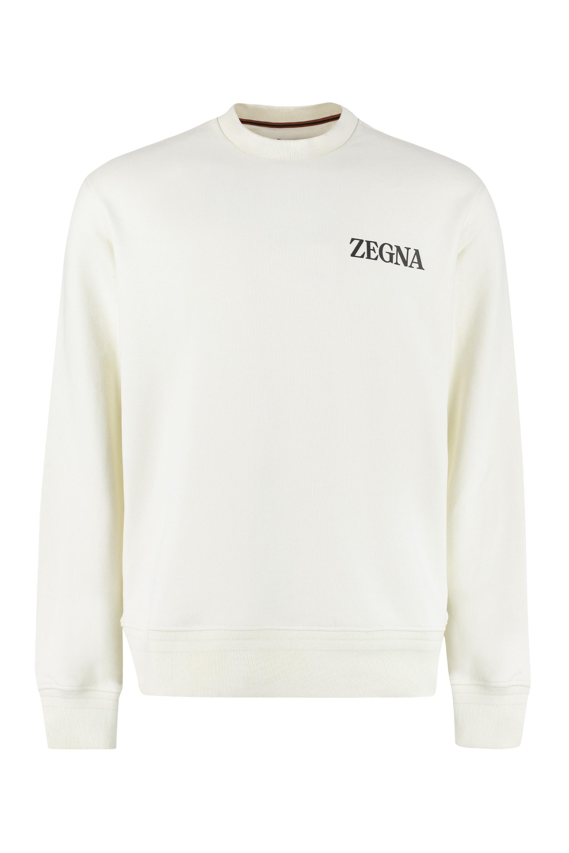Z Zegna Cotton Sweatshirt With Logo in Green for Men Mens Clothing Activewear gym and workout clothes Sweatshirts 