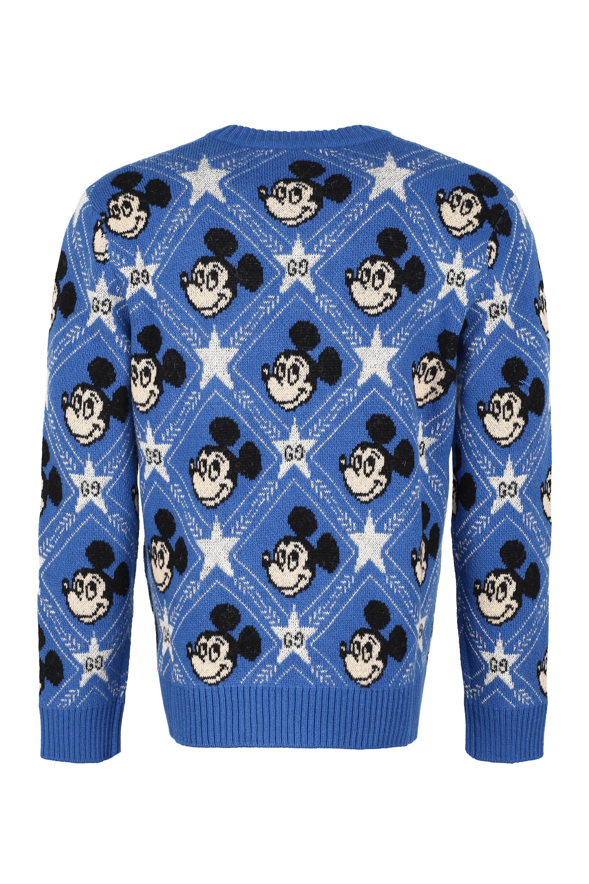 Gucci All Over Mickey Mouse Crew Knit in Blue for Men | Lyst