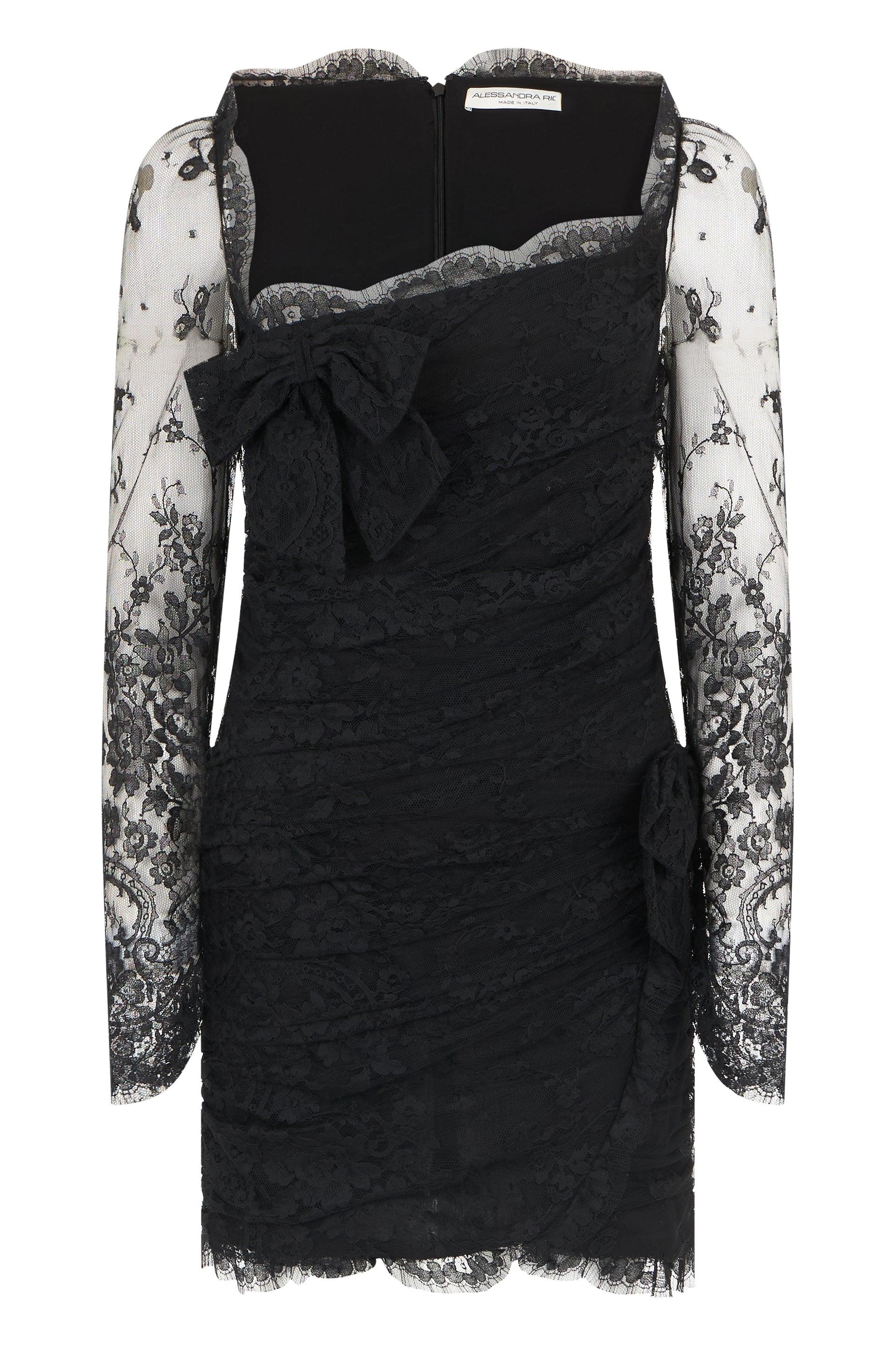 chinese dress ladies Black Lace Tiered Midi Dress - Event Dresses