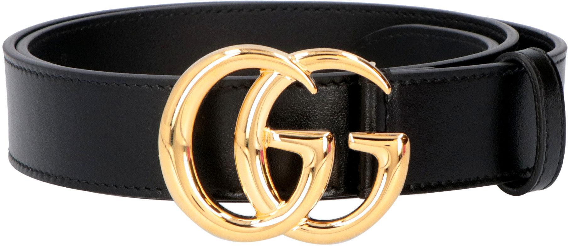 Gucci GG Buckle Leather Belt in Black for Men | Lyst