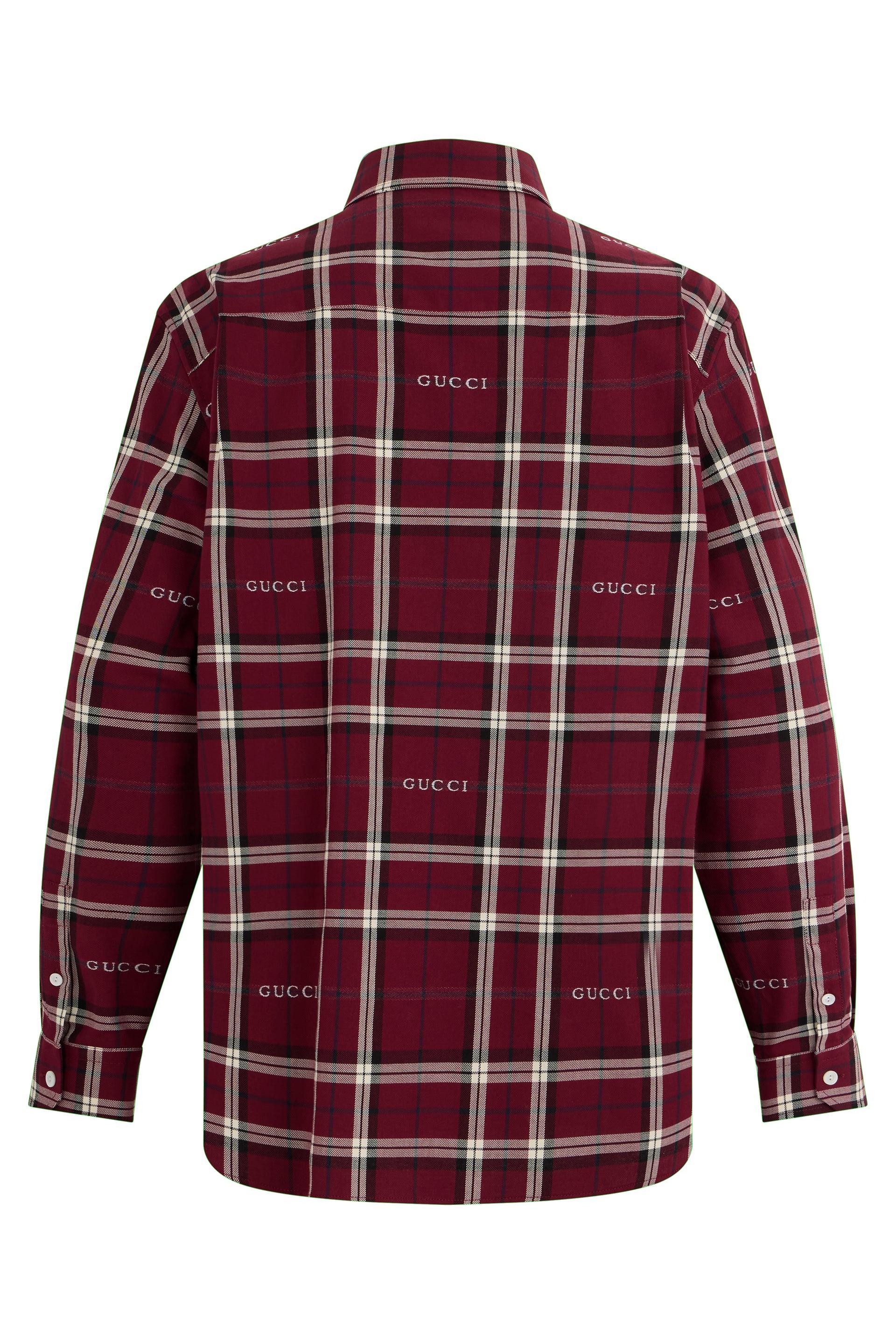18SS GUCCI Over Size S/S Check Shirt レッド Red Gucci Shirts for Men | Lyst