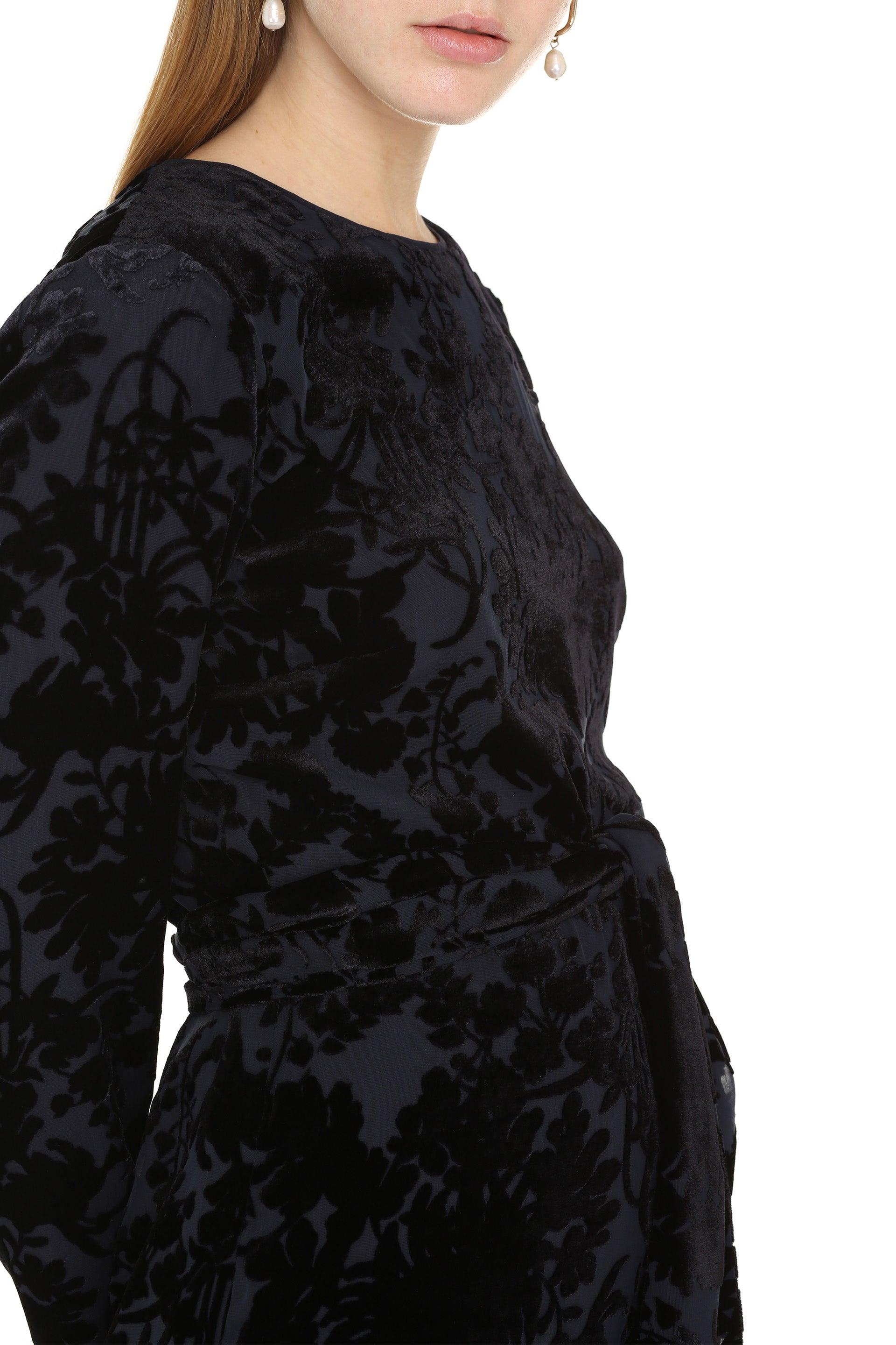 Max Mara Picasso Devoré Velvet Dress in Black | Lyst